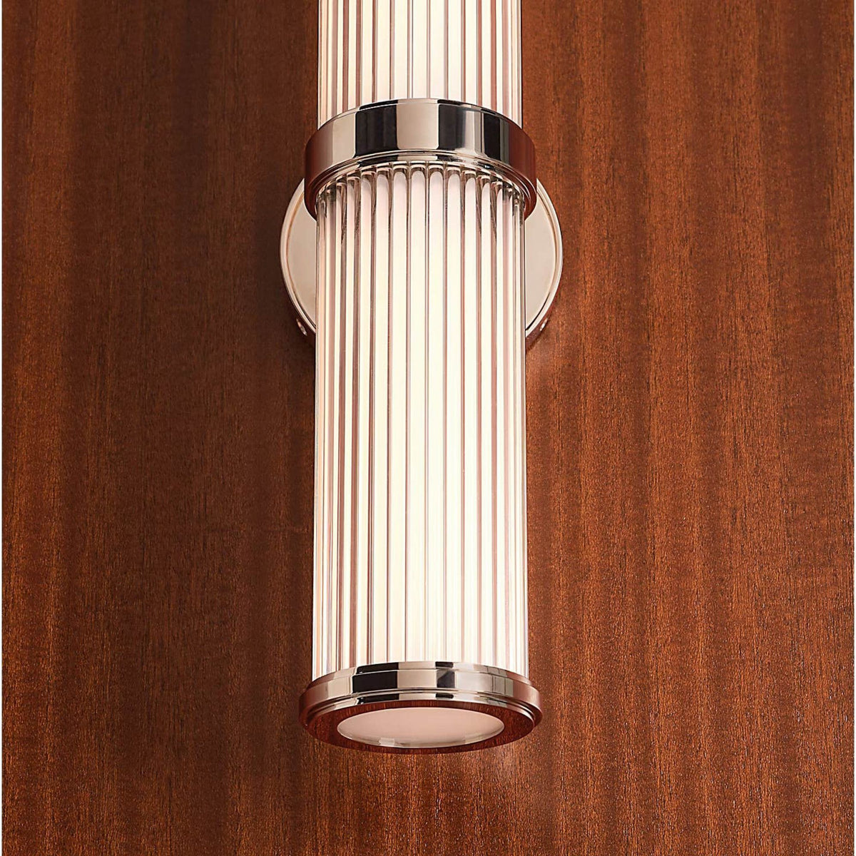 Ralph Lauren Ranier Double Bath Light in Polished Nickel with Clear Glass Rods W4.25" x H16.75" x E5"