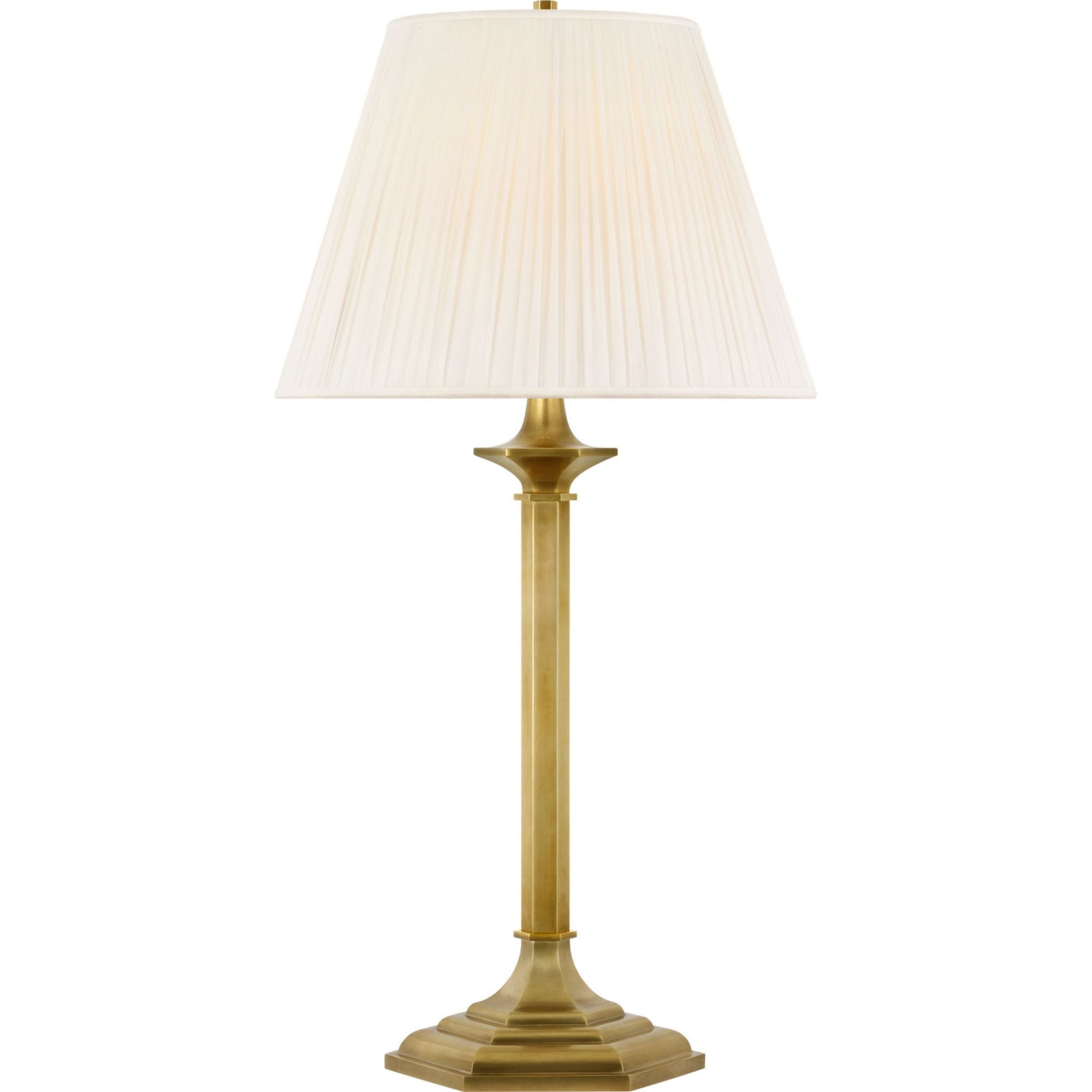Ralph Lauren Irving 27" Table Lamp in Natural Brass with Silk Pleated Shade W14" x H26.75"