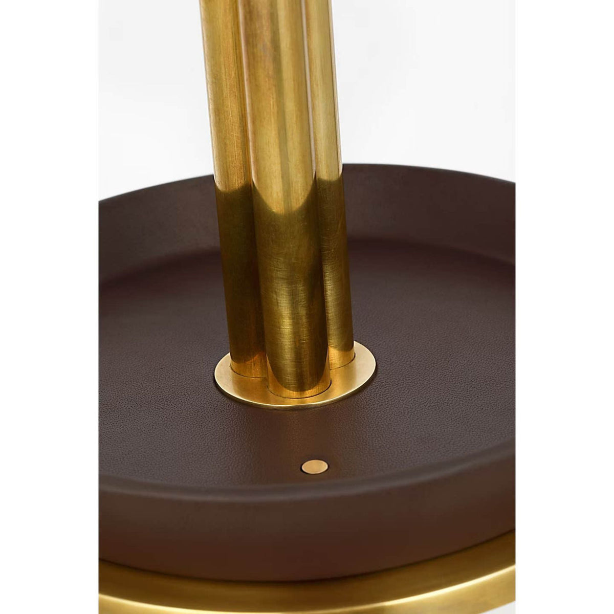 Ralph Lauren Hudson St. 20" Table Lamp in Natural Brass and Carob Leather W16" x H19.5"