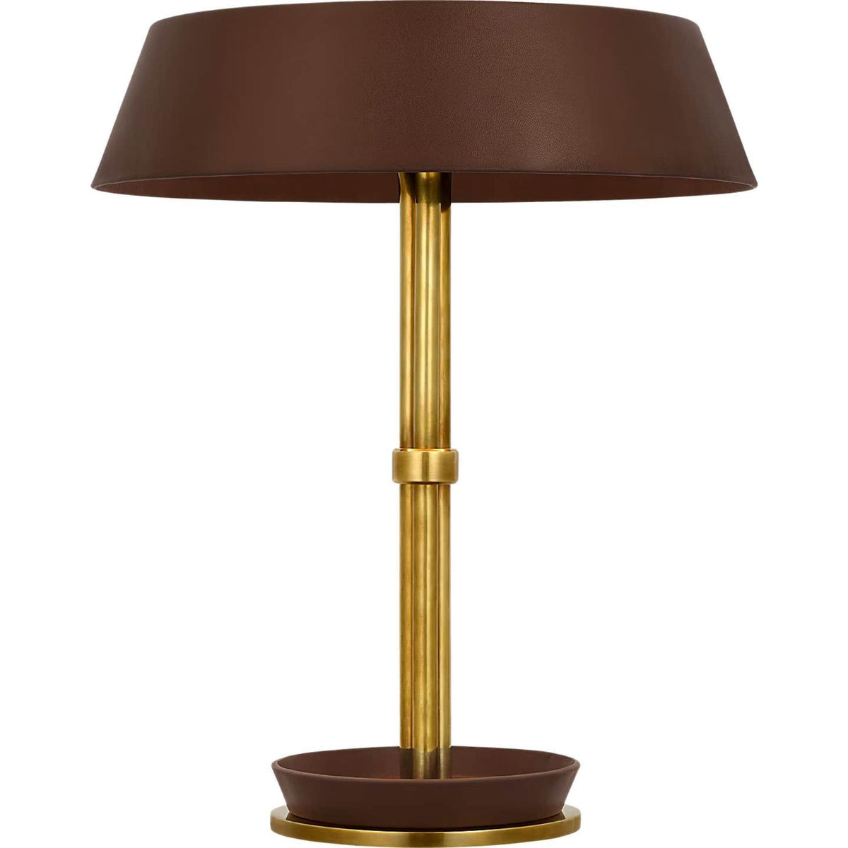 Ralph Lauren Hudson St. 20" Table Lamp in Natural Brass and Carob Leather W16" x H19.5"