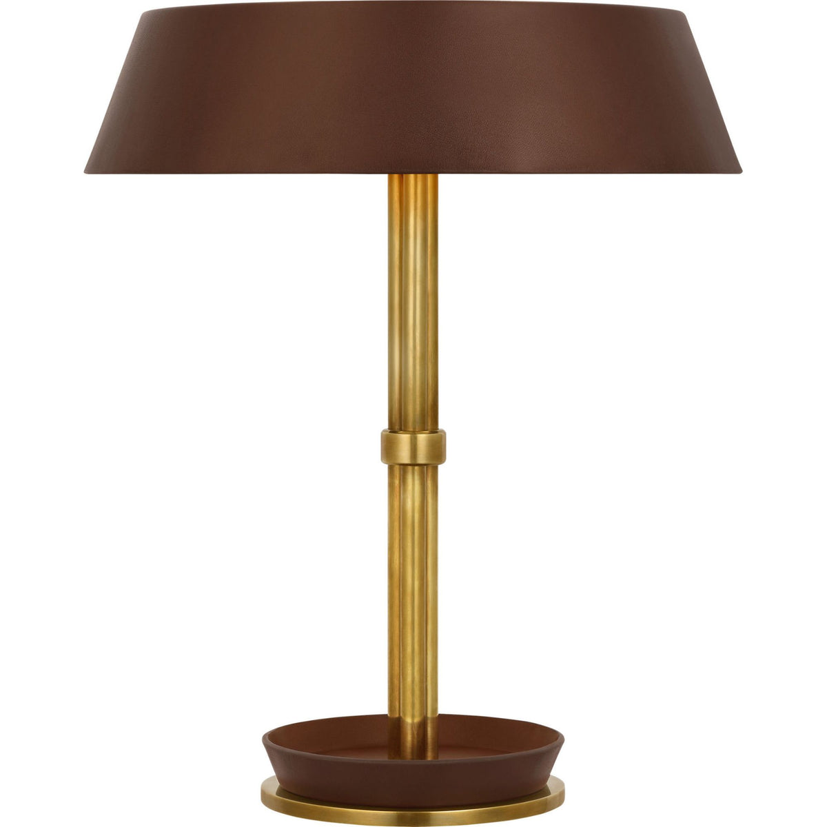 Ralph Lauren Hudson St. 20" Table Lamp in Natural Brass and Carob Leather W16" x H19.5"