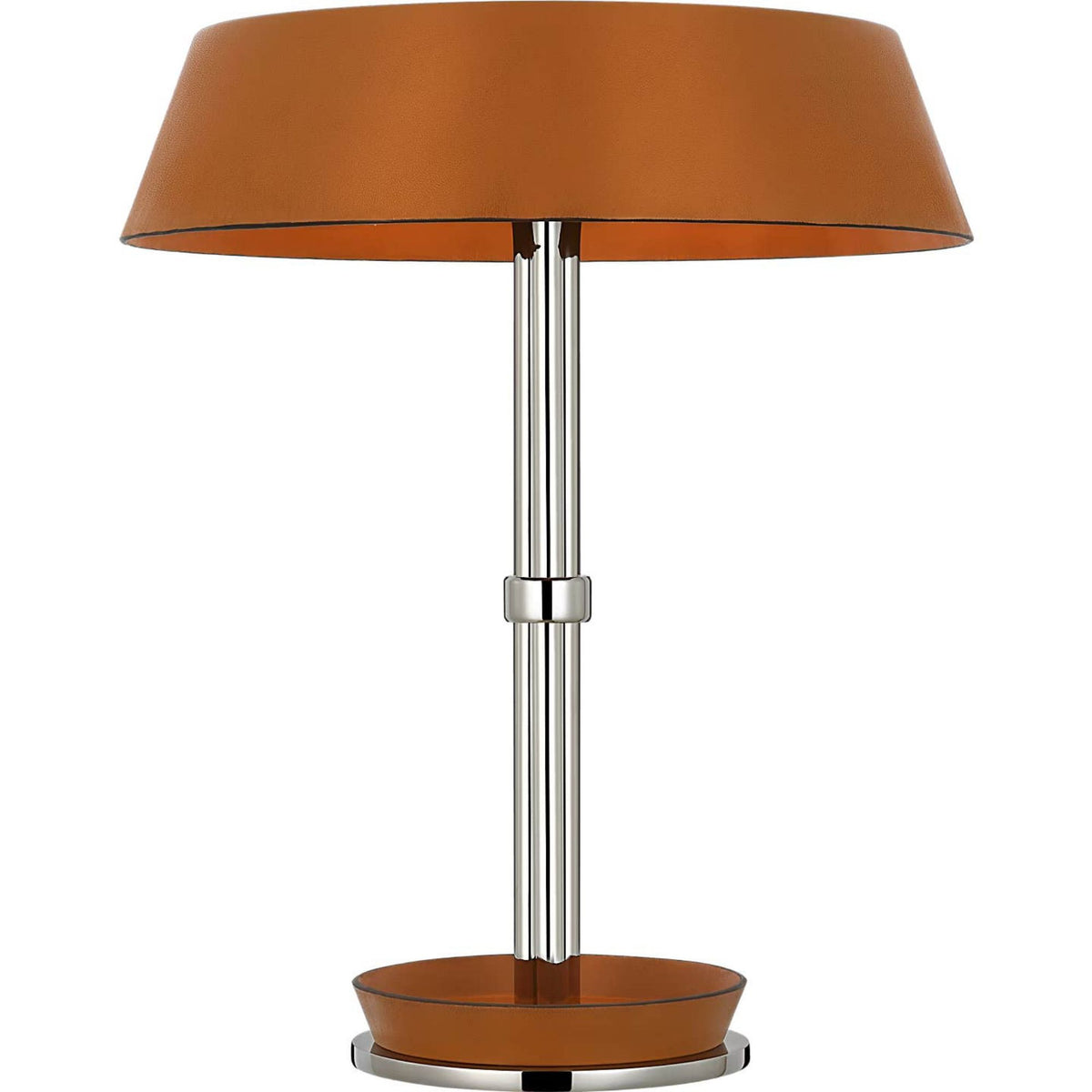 Ralph Lauren Hudson St. 20" Table Lamp in Polished Nickel and Nutmeg Leather W16" x H19.5"