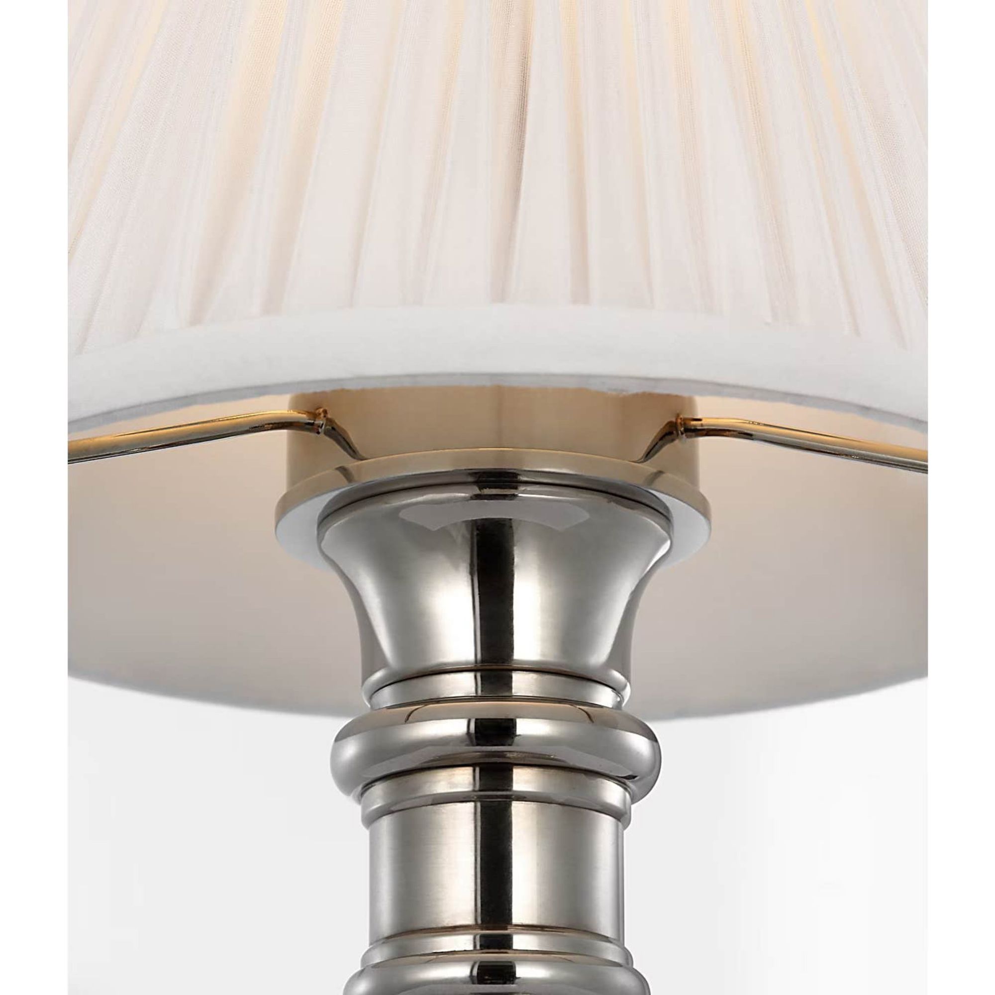 Ralph Lauren Thatcher 12" Cordless Accent Lamp in Butler's Silver with Silk Pleated Shade W6.5" x H11.5"