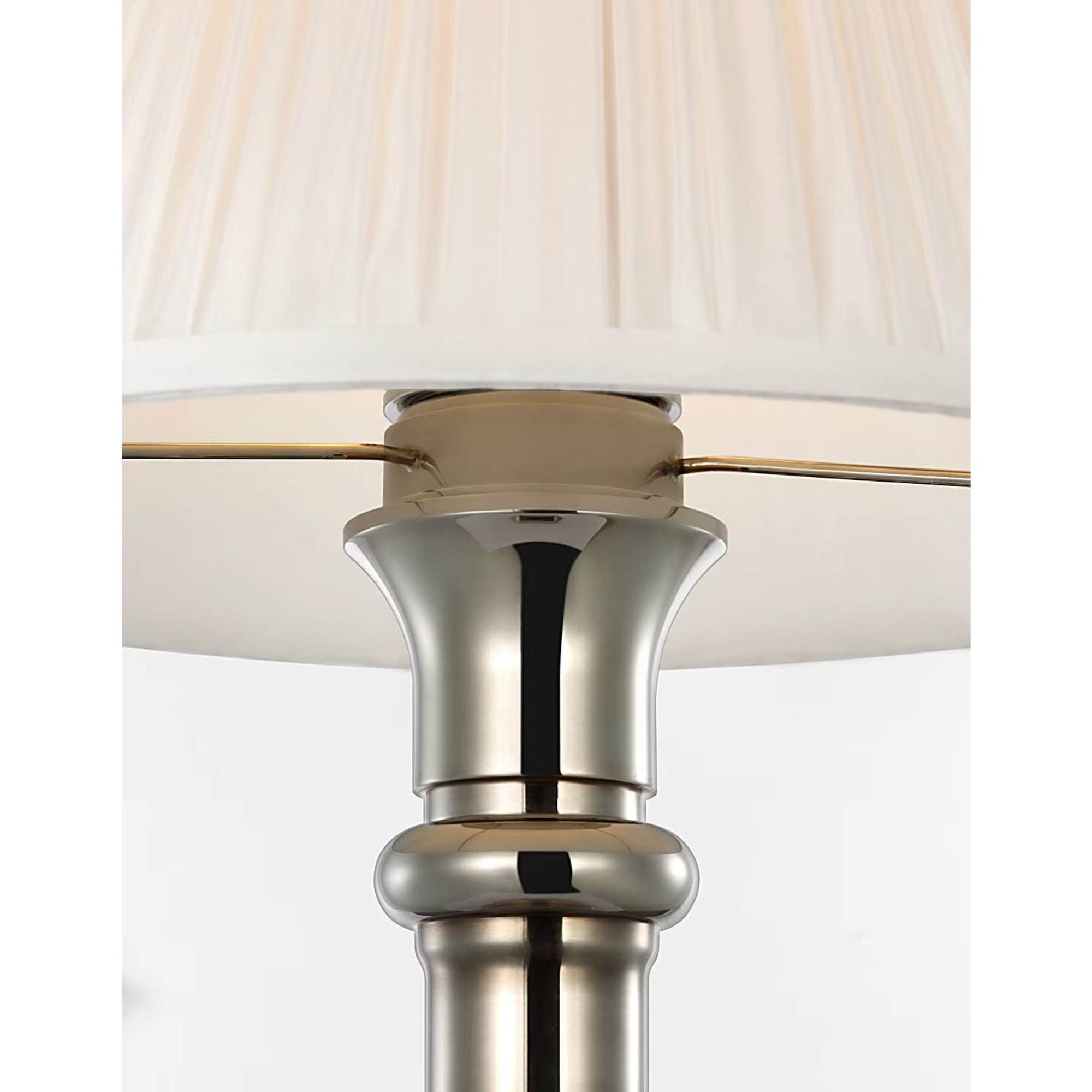 Ralph Lauren Thatcher 21" Cordless Table Lamp in Butler's Silver with Silk Pleated Shade W11.25" x H21"