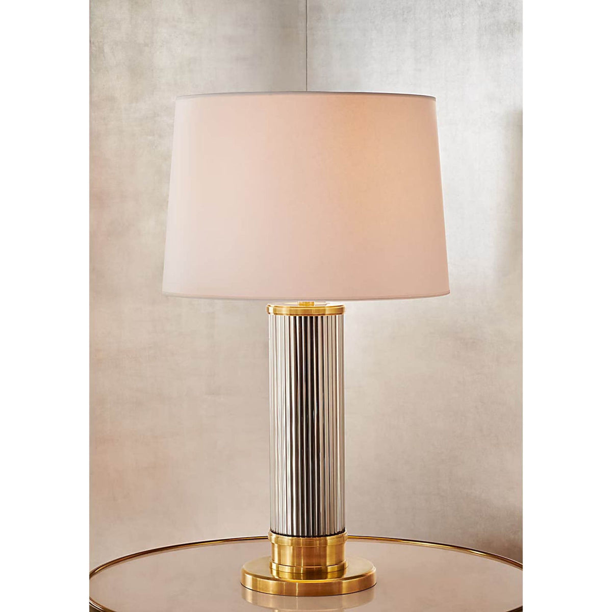 Ralph Lauren Allen Table Lamp in Natural Brass and Glass Rods with White Paper Shade W18" x H30"