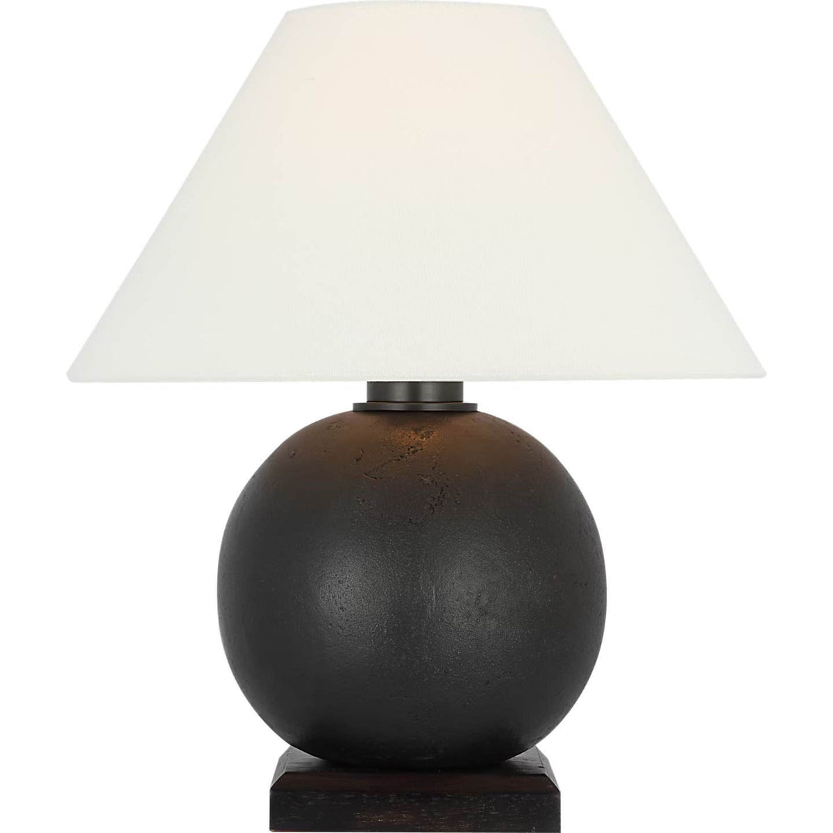 Ralph Lauren Hardwick 12" Accent Lamp in Museum Bronze and Black Ebony with Linen Shade W10.5" x H12.25"