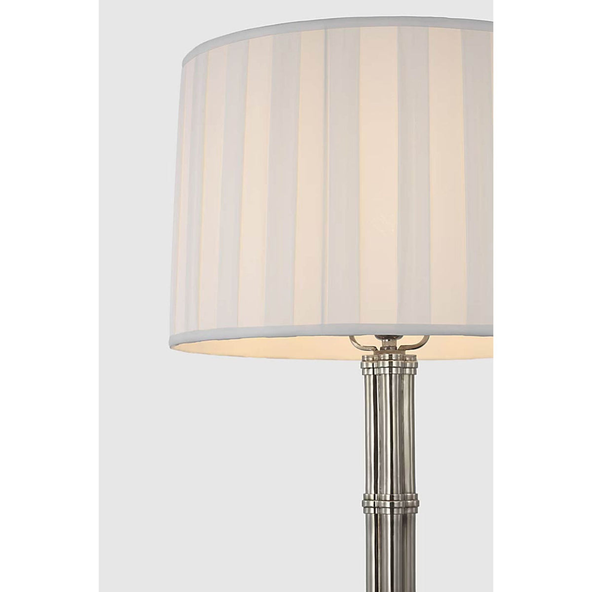 Ralph Lauren Downing Large Table Lamp in Butler's Silver with Silk Box Pleat Shade W17.5" x H31"