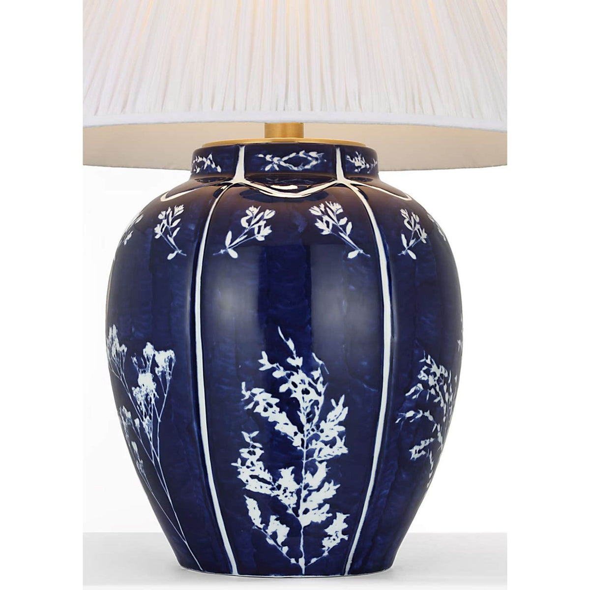 Ralph Lauren Halpern 25" Table Lamp in Cornflower Blue and White Porcelain with Silk Pleated Shade W19" x H24.5"