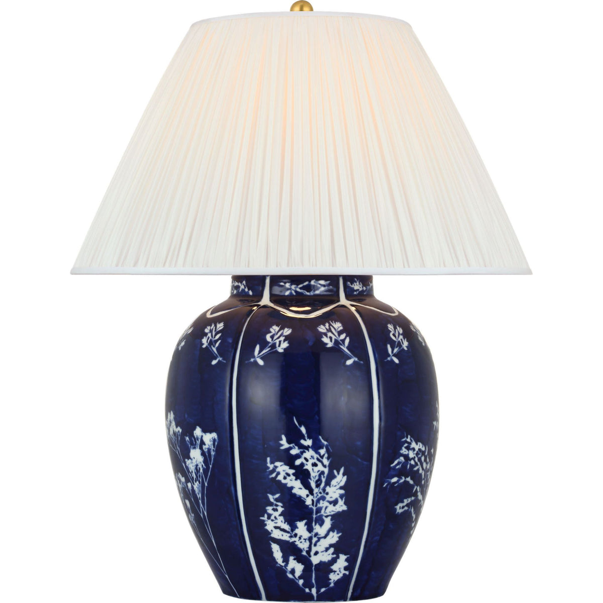 Ralph Lauren Halpern 25" Table Lamp in Cornflower Blue and White Porcelain with Silk Pleated Shade W19" x H24.5"