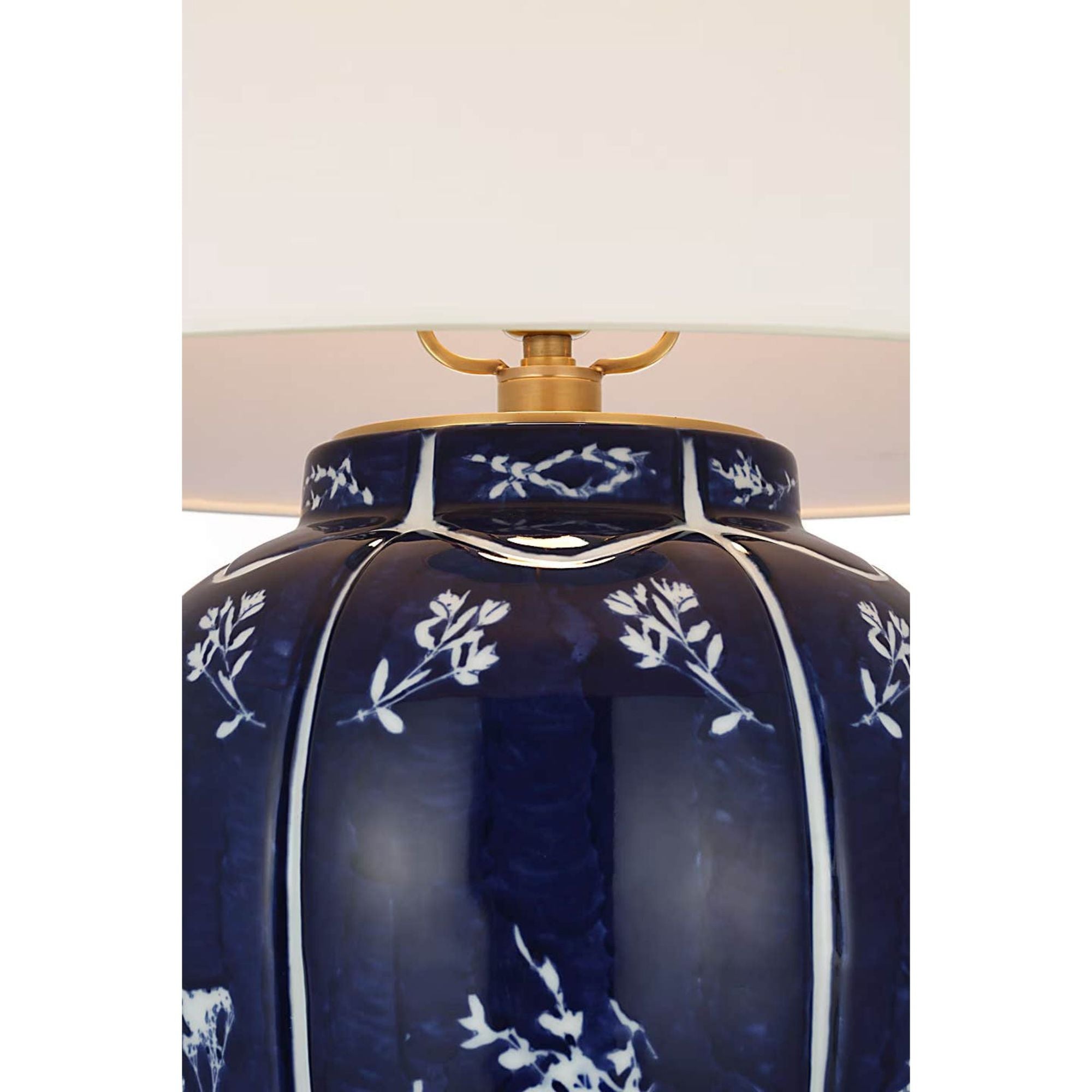 Ralph Lauren Halpern 25" Table Lamp in Cornflower Blue and White Porcelain with White Paper Shade W19" x H24.5"