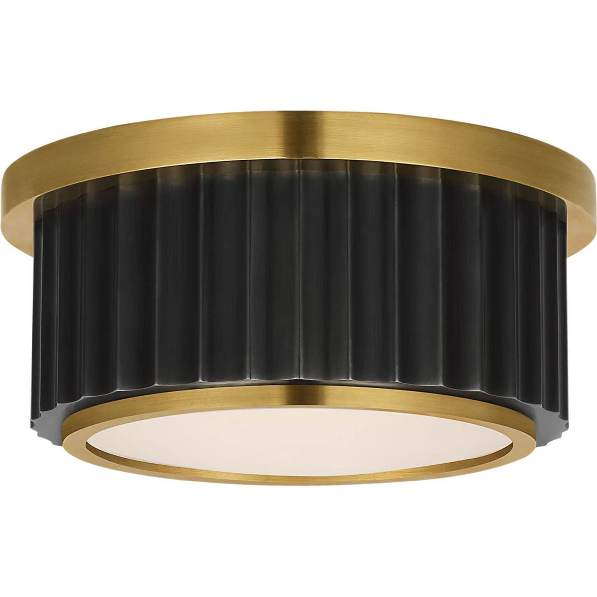 Ralph Lauren Cavill 5" Solitaire Flush Mount in Bronze and Natural Brass with Frosted Glass W5" x H2.5"