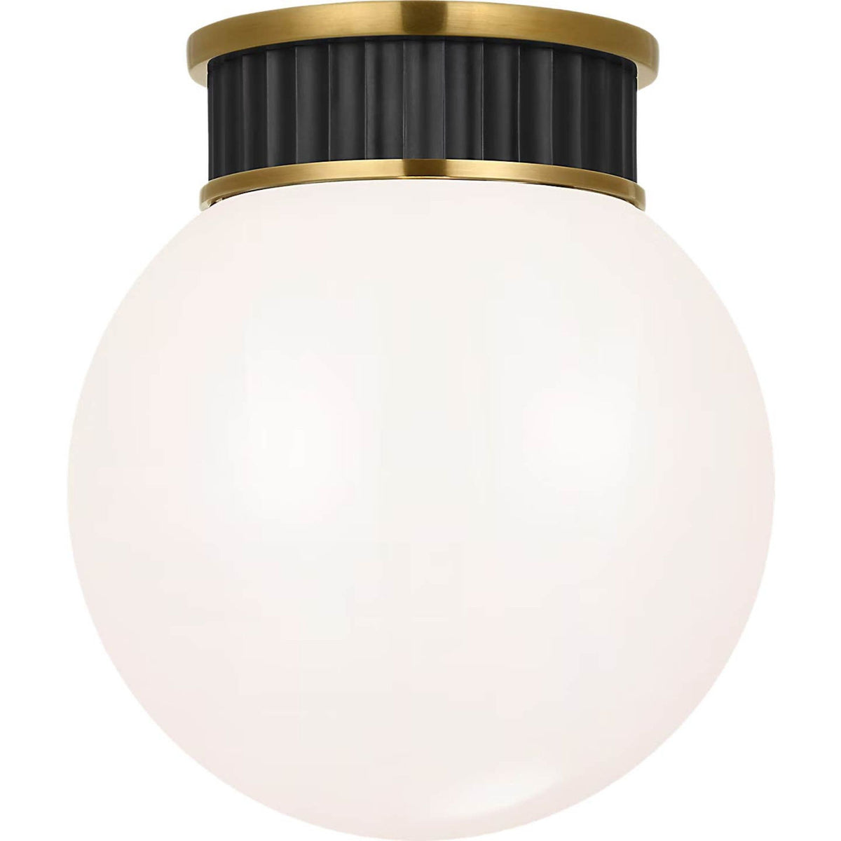 Ralph Lauren Cavill 8" Flush Mount in Bronze and Natural Brass with White Glass W7.5" x H8.5"