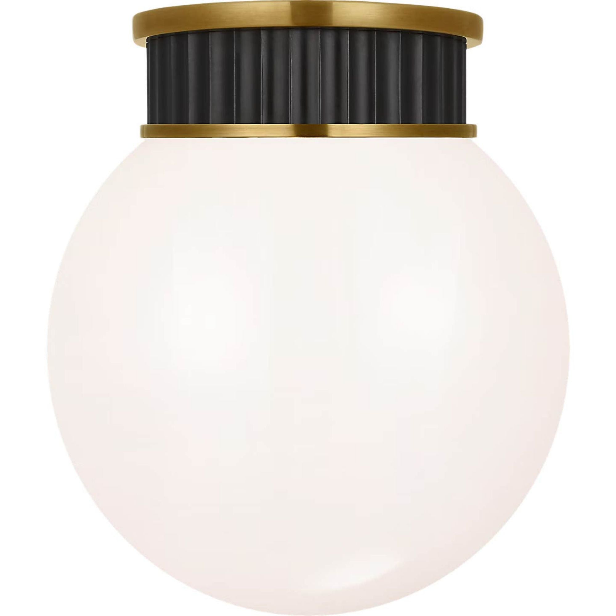 Ralph Lauren Cavill 8" Flush Mount in Bronze and Natural Brass with White Glass W7.5" x H8.5"