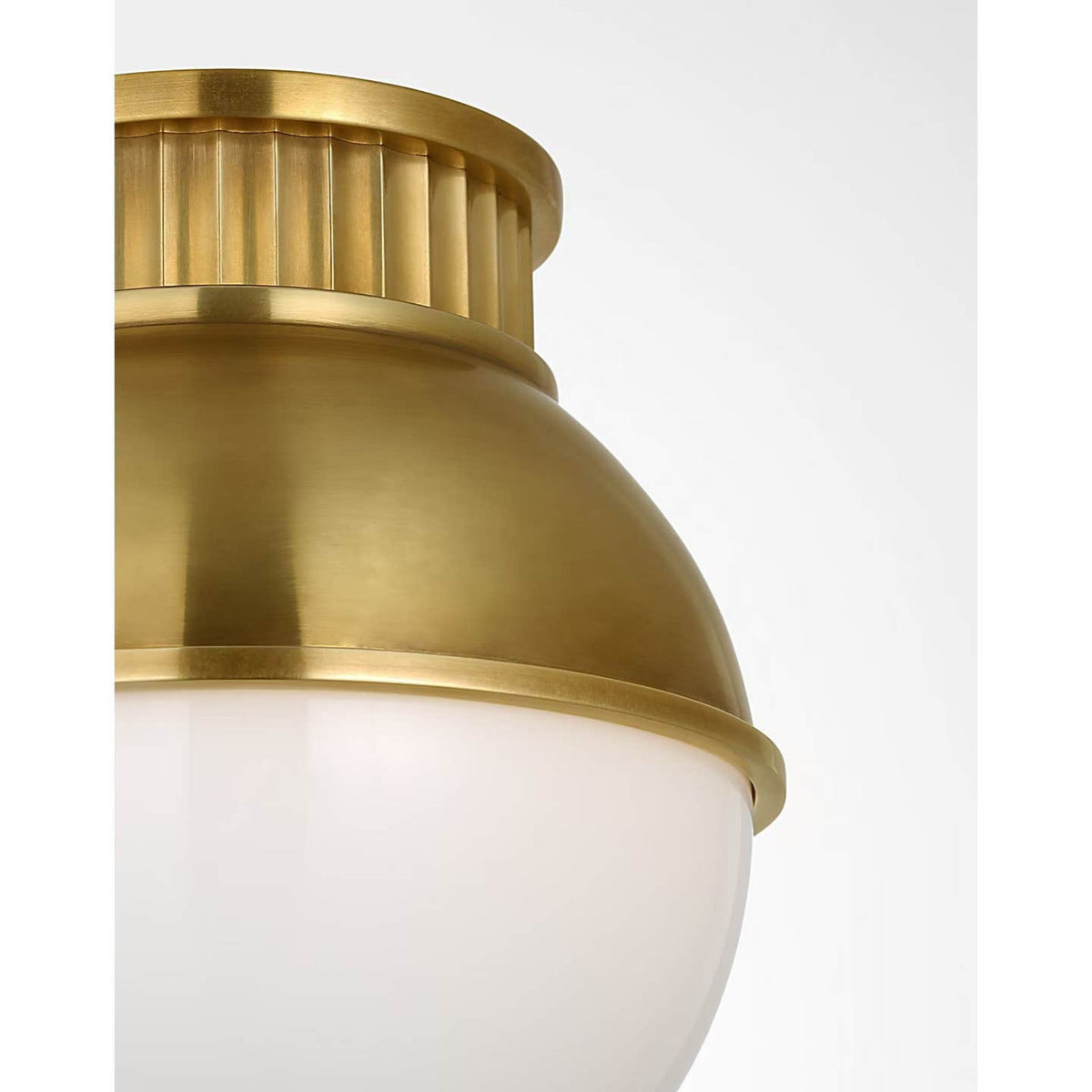 Ralph Lauren Cavill 8" Flush Mount in Natural Brass with Natural Brass Hood and White Glass W8" x H8.5"