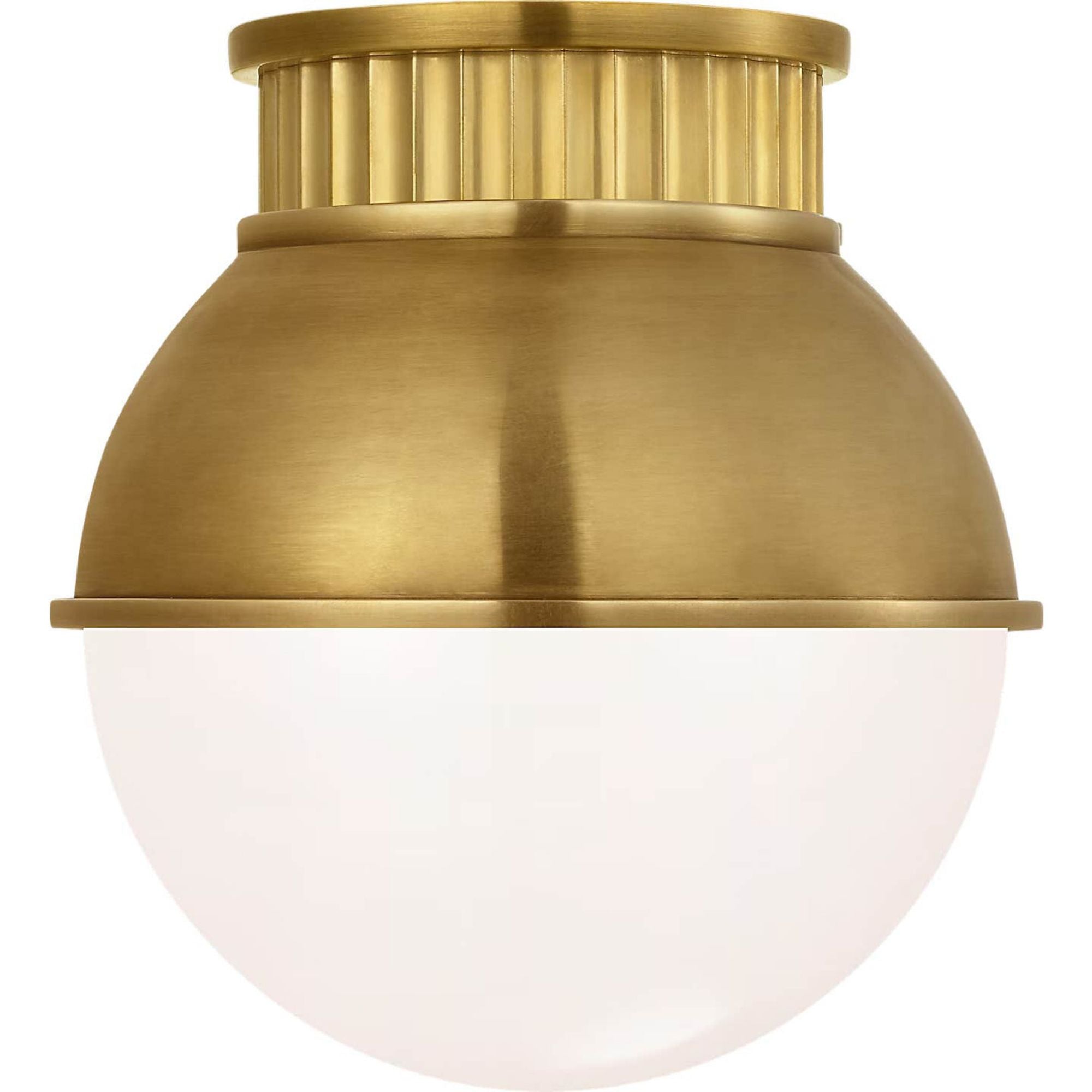 Ralph Lauren Cavill 8" Flush Mount in Natural Brass with Natural Brass Hood and White Glass W8" x H8.5"