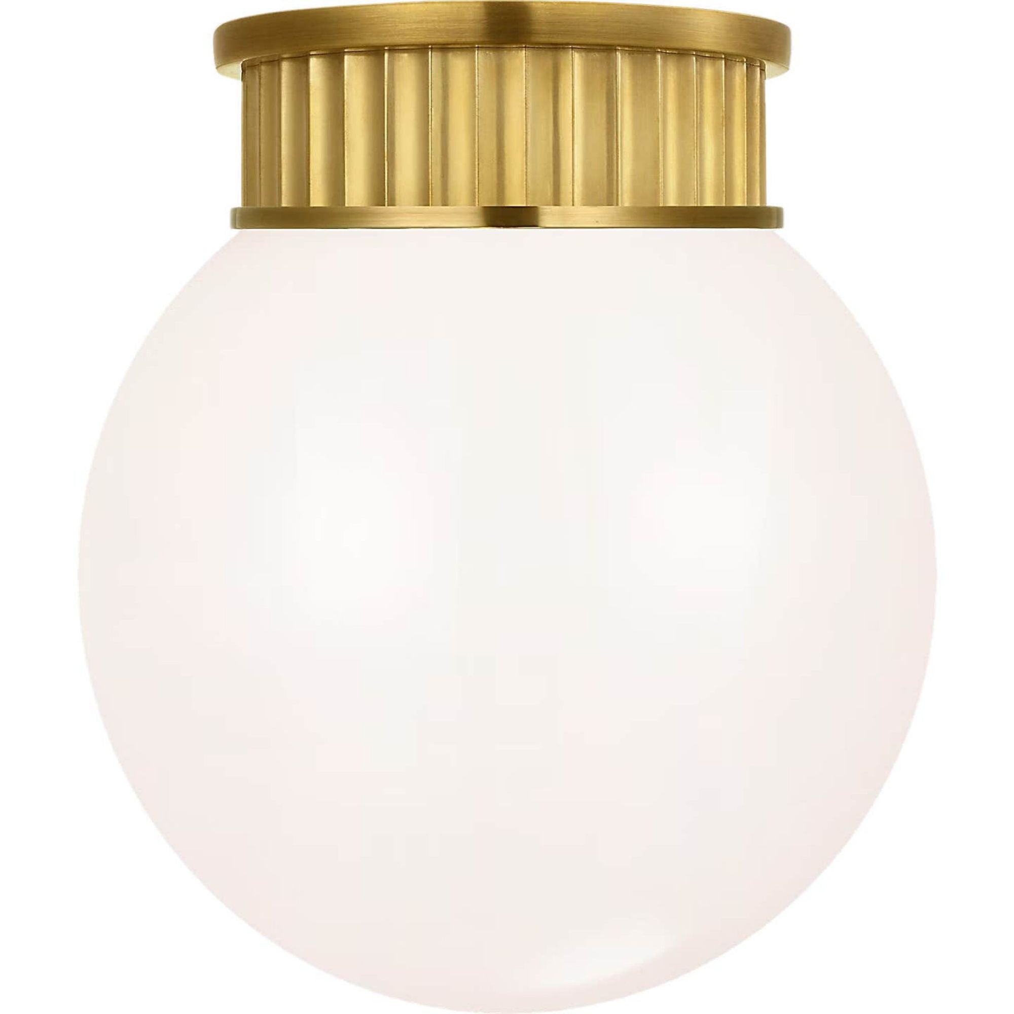 Ralph Lauren Cavill 8" Flush Mount in Natural Brass with White Glass W7.5" x H8.5"