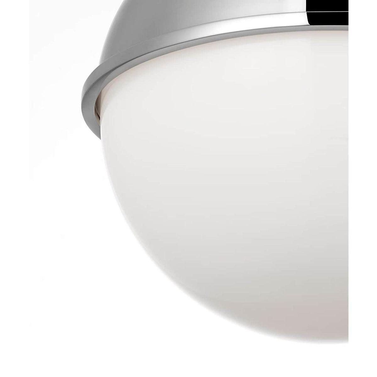 Ralph Lauren Cavill 8" Flush Mount in Polished Nickel with Polished Nickel Hood and White Glass W8" x H8.5"