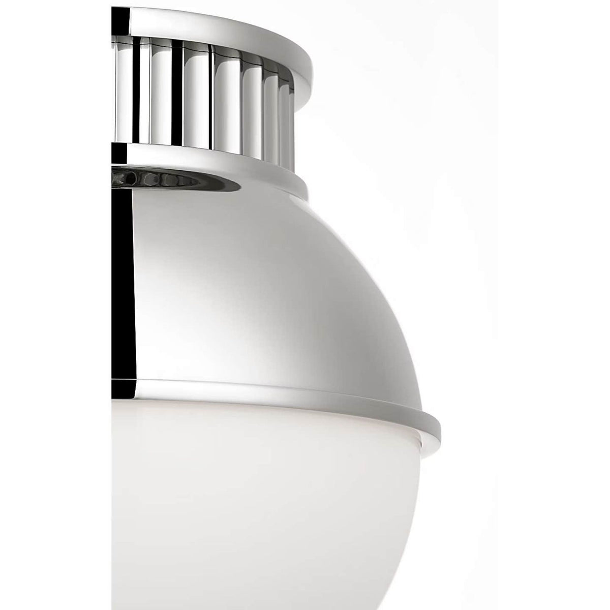 Ralph Lauren Cavill 8" Flush Mount in Polished Nickel with Polished Nickel Hood and White Glass W8" x H8.5"