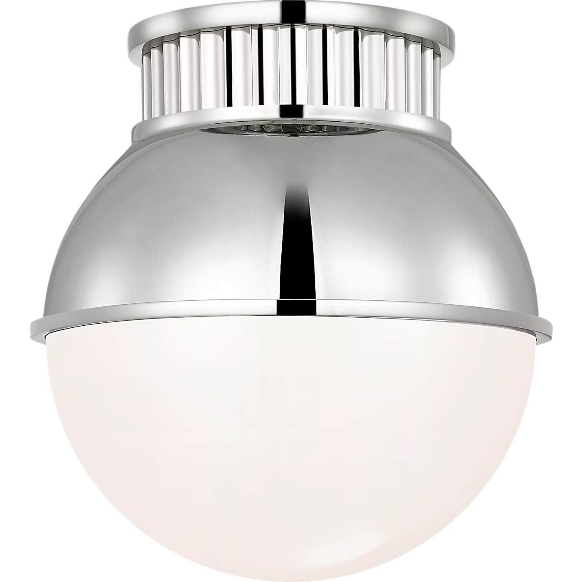 Ralph Lauren Cavill 8" Flush Mount in Polished Nickel with Polished Nickel Hood and White Glass W8" x H8.5"