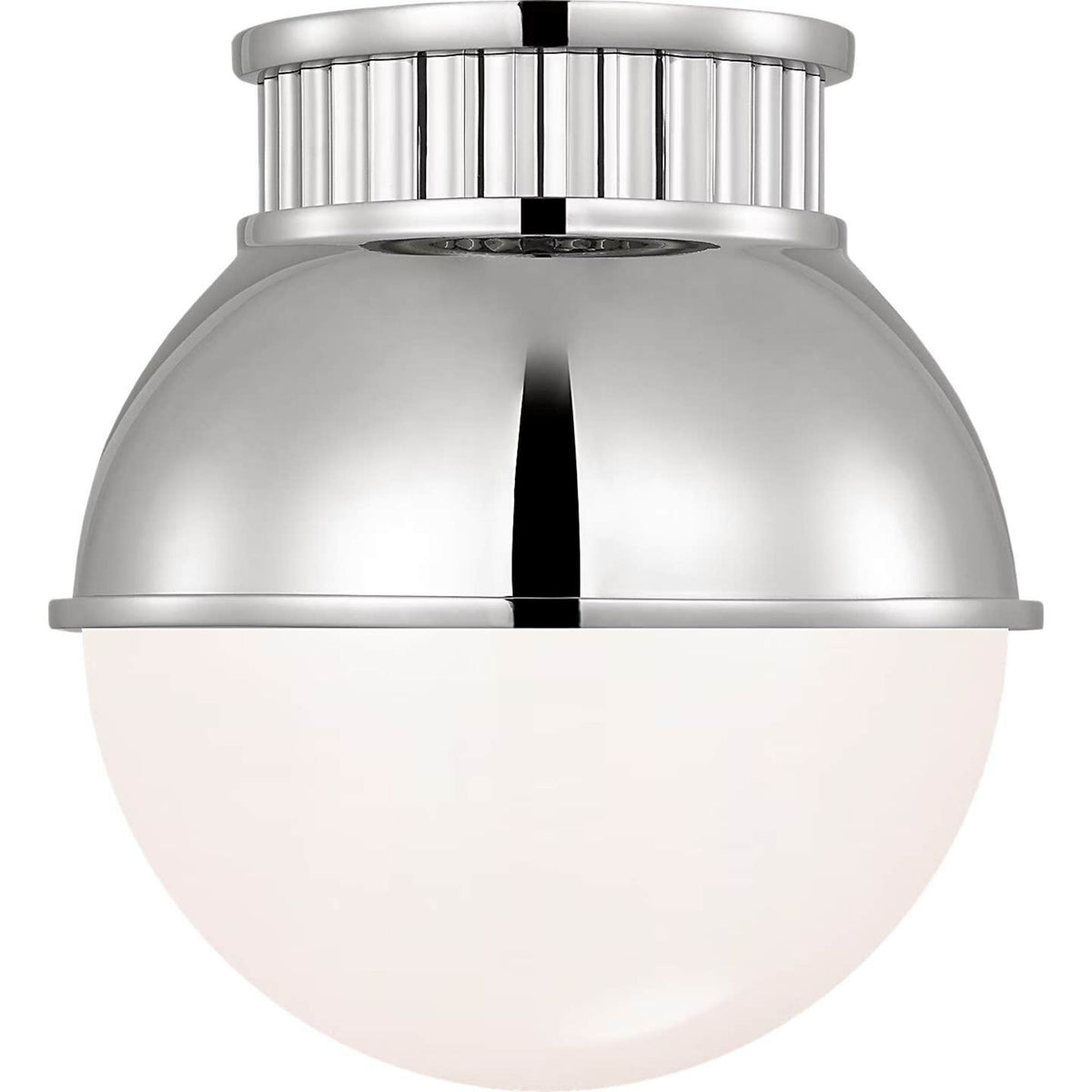 Ralph Lauren Cavill 8" Flush Mount in Polished Nickel with Polished Nickel Hood and White Glass W8" x H8.5"