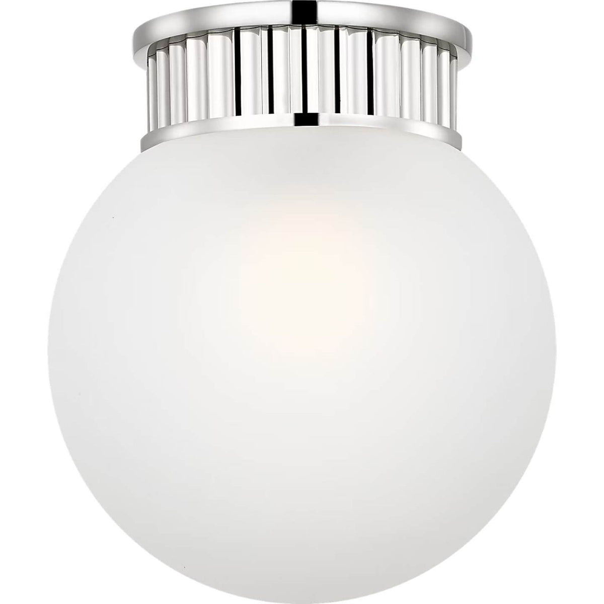 Ralph Lauren Cavill 8" Flush Mount in Polished Nickel with White Glass W7.5" x H8.5"