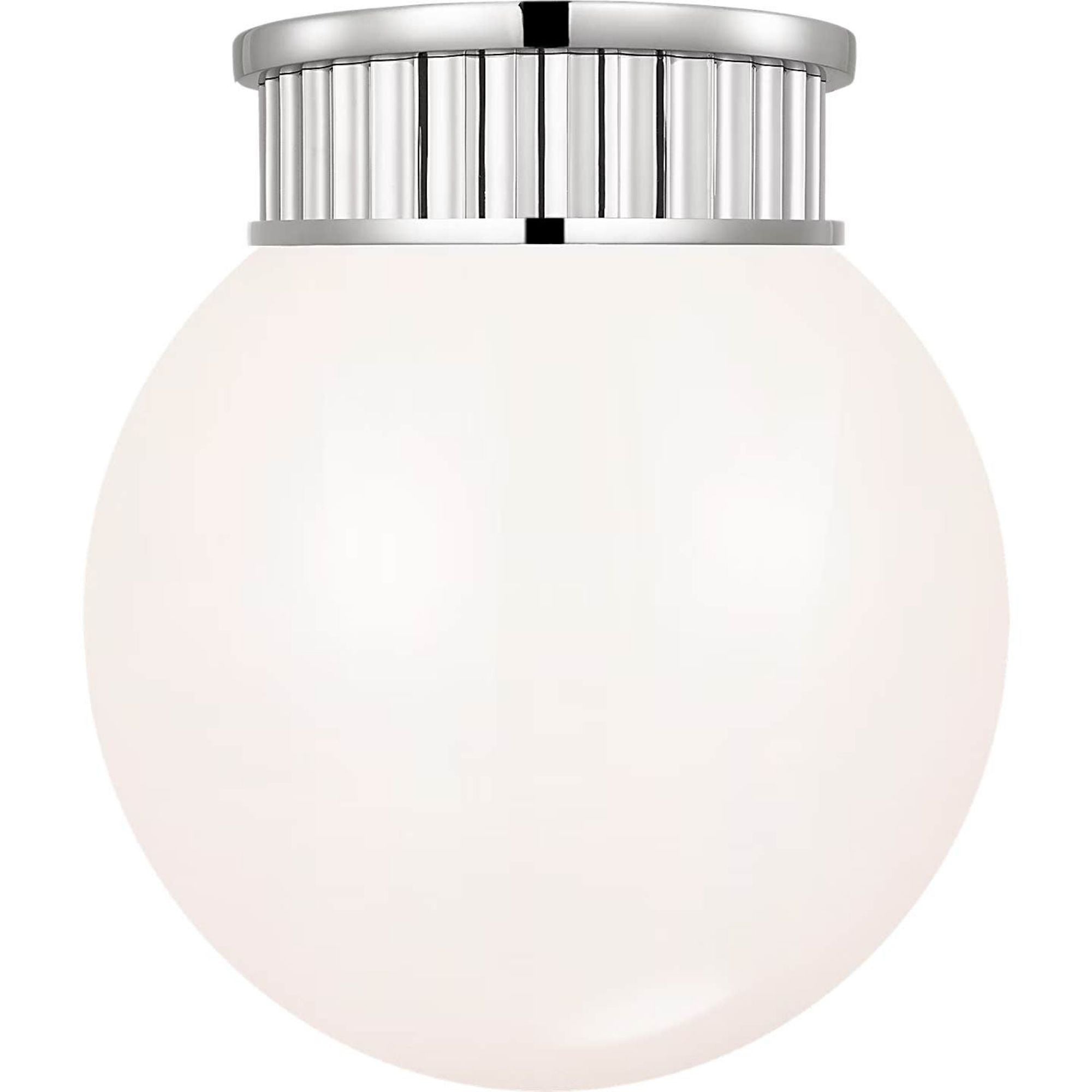 Ralph Lauren Cavill 8" Flush Mount in Polished Nickel with White Glass W7.5" x H8.5"