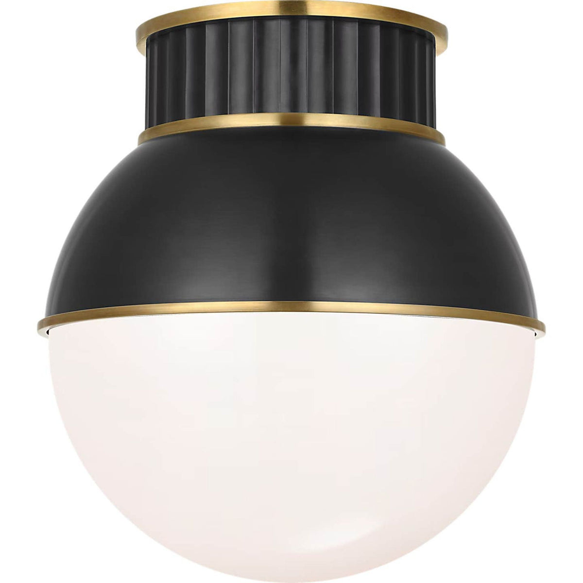 Ralph Lauren Cavill 12" Flush Mount in Bronze and Natural Brass with Bronze Hood and White Glass W12" x H13.25"