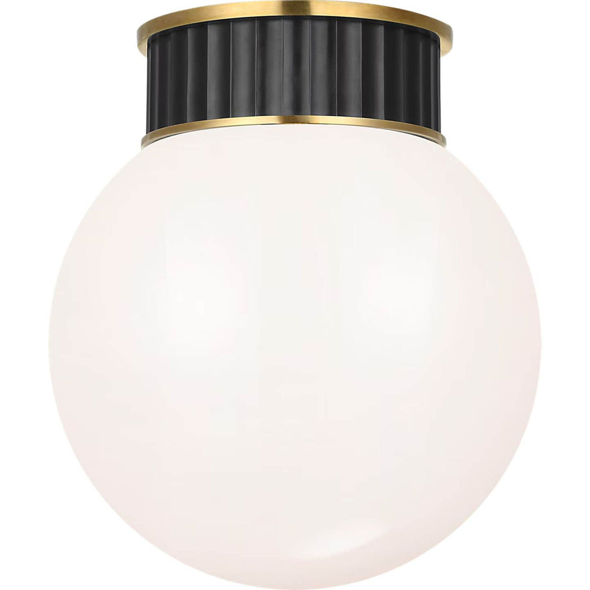 Ralph Lauren Cavill 12" Flush Mount in Bronze and Natural Brass with White Glass W11.5" x H13.25"