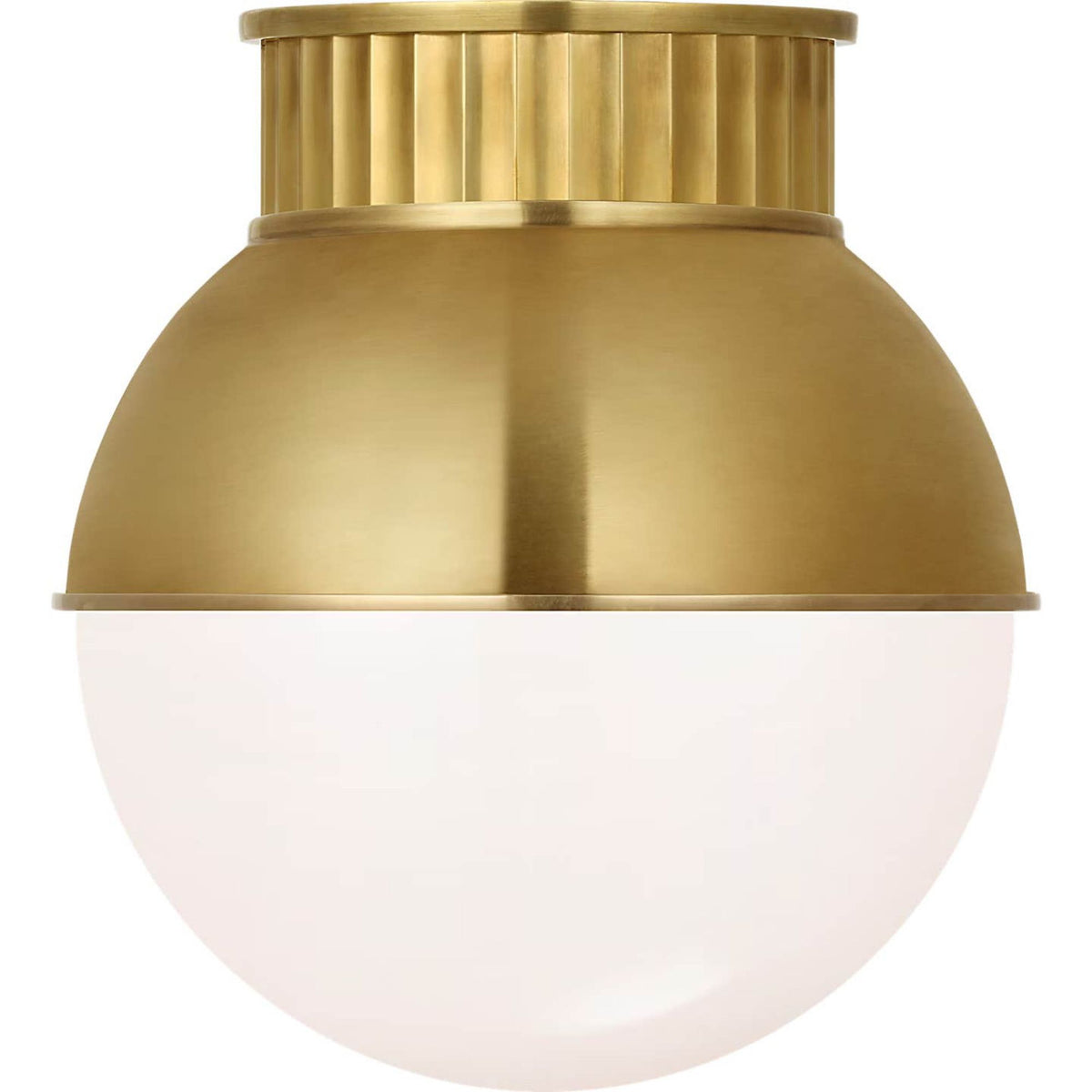 Ralph Lauren Cavill 12" Flush Mount in Natural Brass with Natural Brass Hood and White Glass W12" x H13.25"