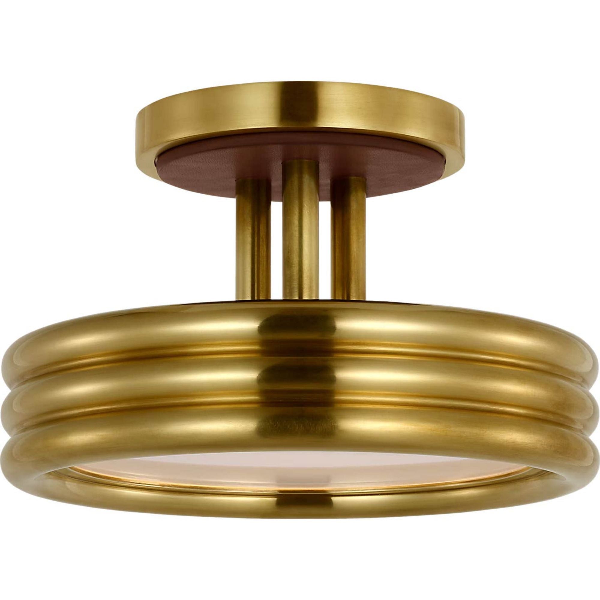 Ralph Lauren Hudson St. 8" Semi-Flush Mount in Natural Brass and Carob Leather W8" x H5"