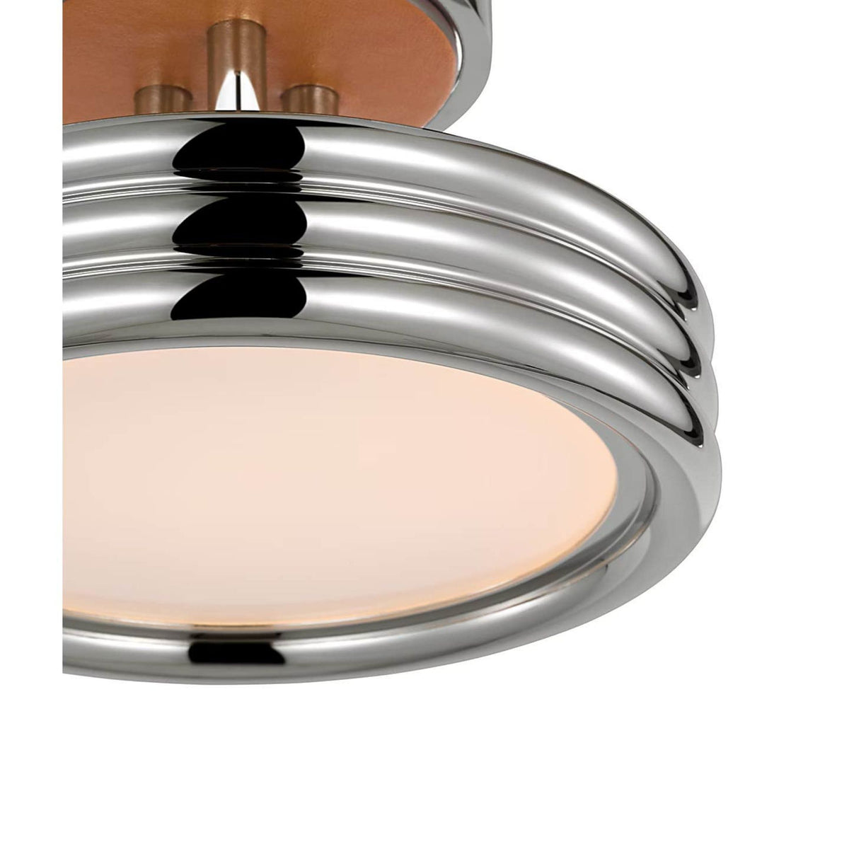 Ralph Lauren Hudson St. 8" Semi-Flush Mount in Polished Nickel and Nutmeg Leather W8" x H5"
