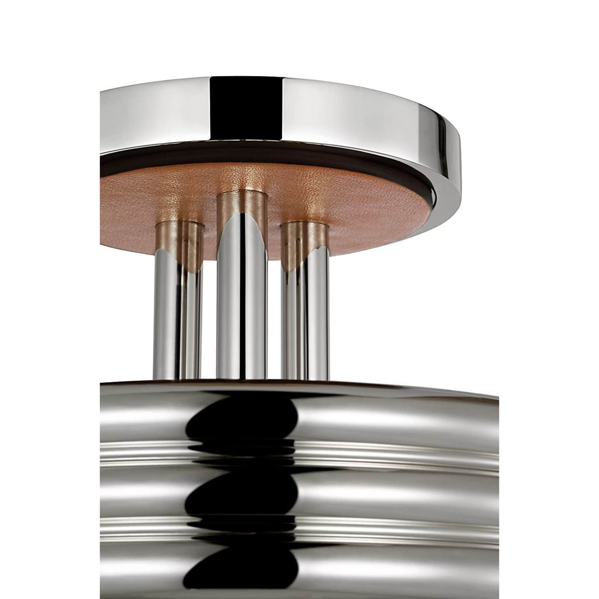 Ralph Lauren Hudson St. 8" Semi-Flush Mount in Polished Nickel and Nutmeg Leather W8" x H5"