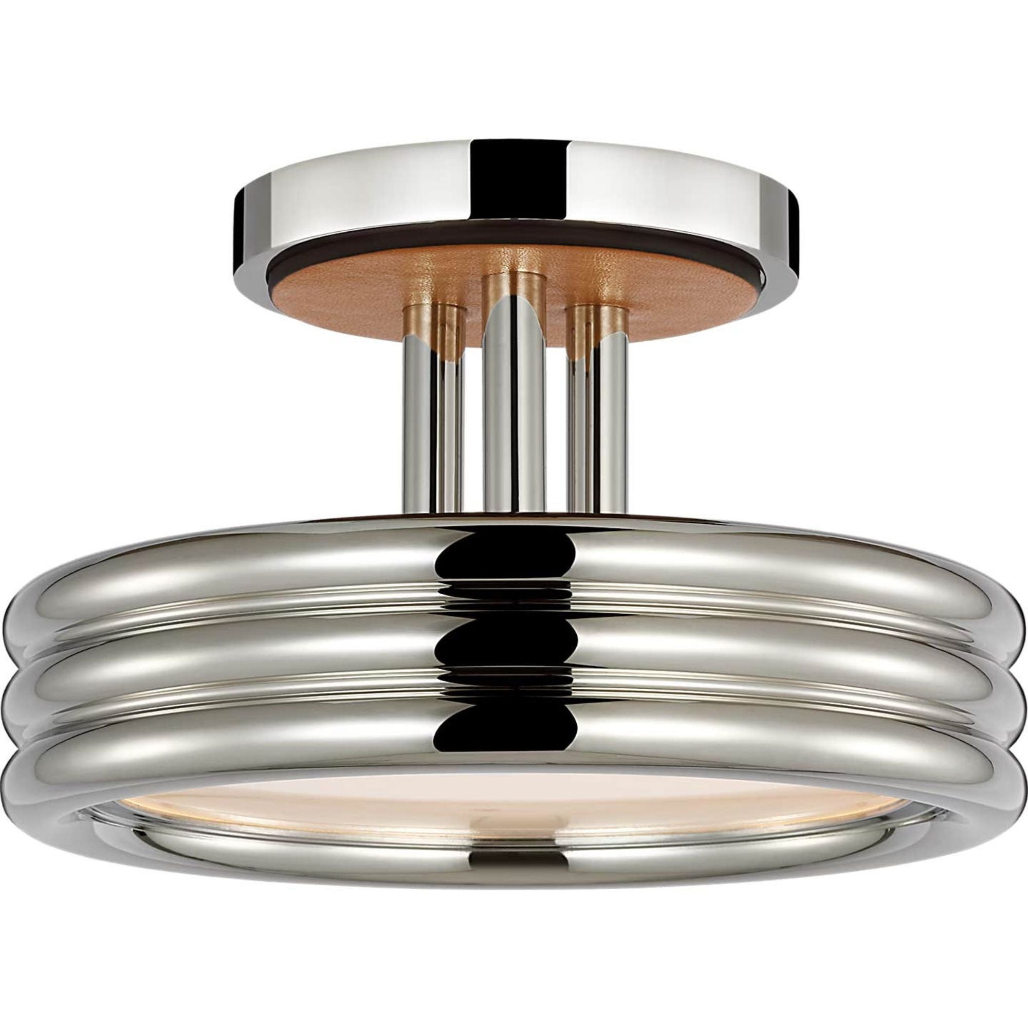 Ralph Lauren Hudson St. 8" Semi-Flush Mount in Polished Nickel and Nutmeg Leather W8" x H5"