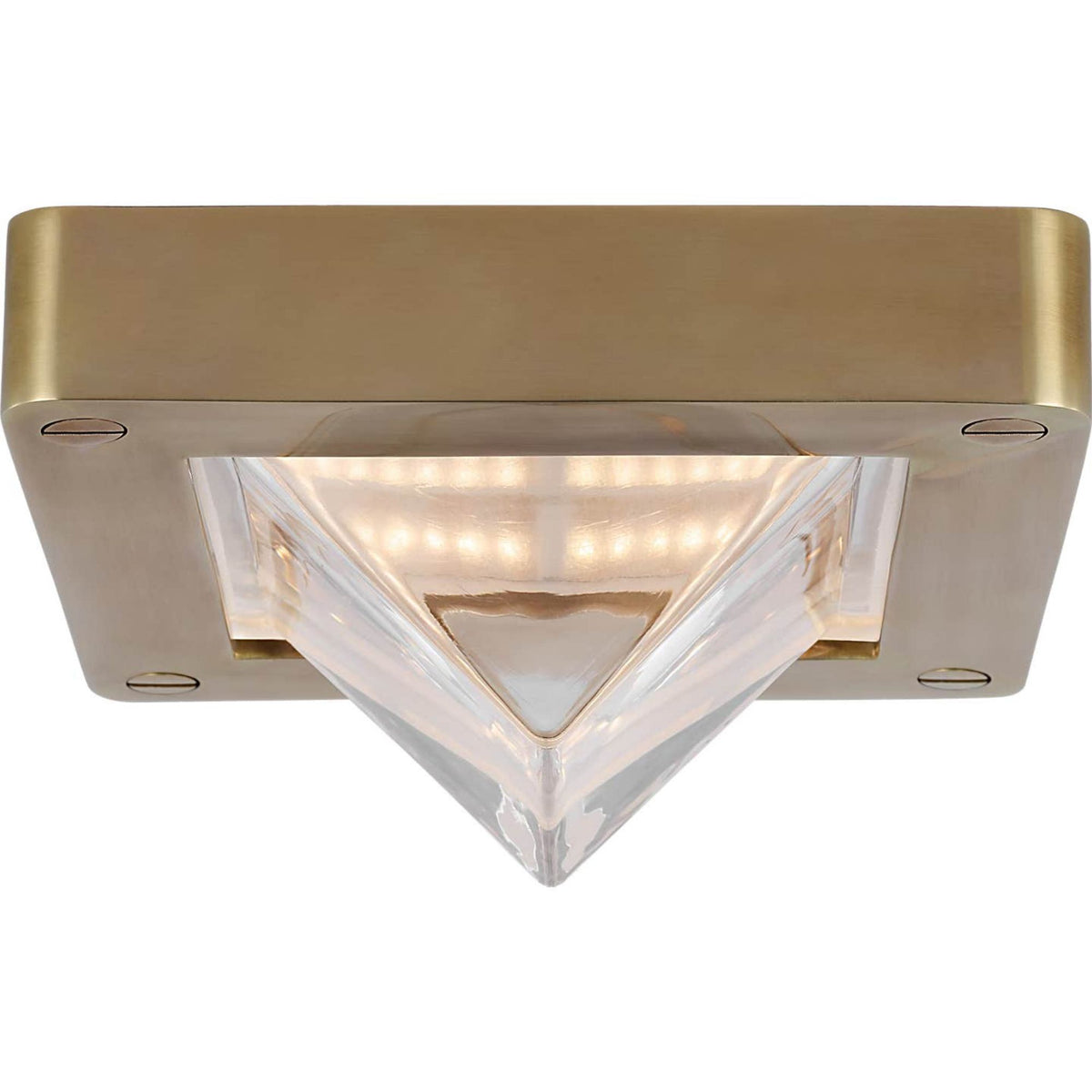Ralph Lauren Rolland 5" Solitaire Flush Mount in Natural Brass and Clear Glass W5" x H2.5"