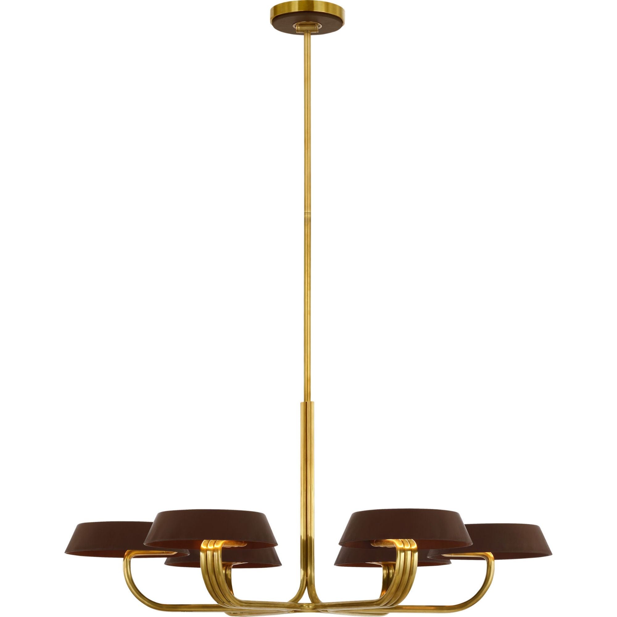 Ralph Lauren Hudson St. 37" Chandelier in Natural Brass and Carob Leather W40.5"