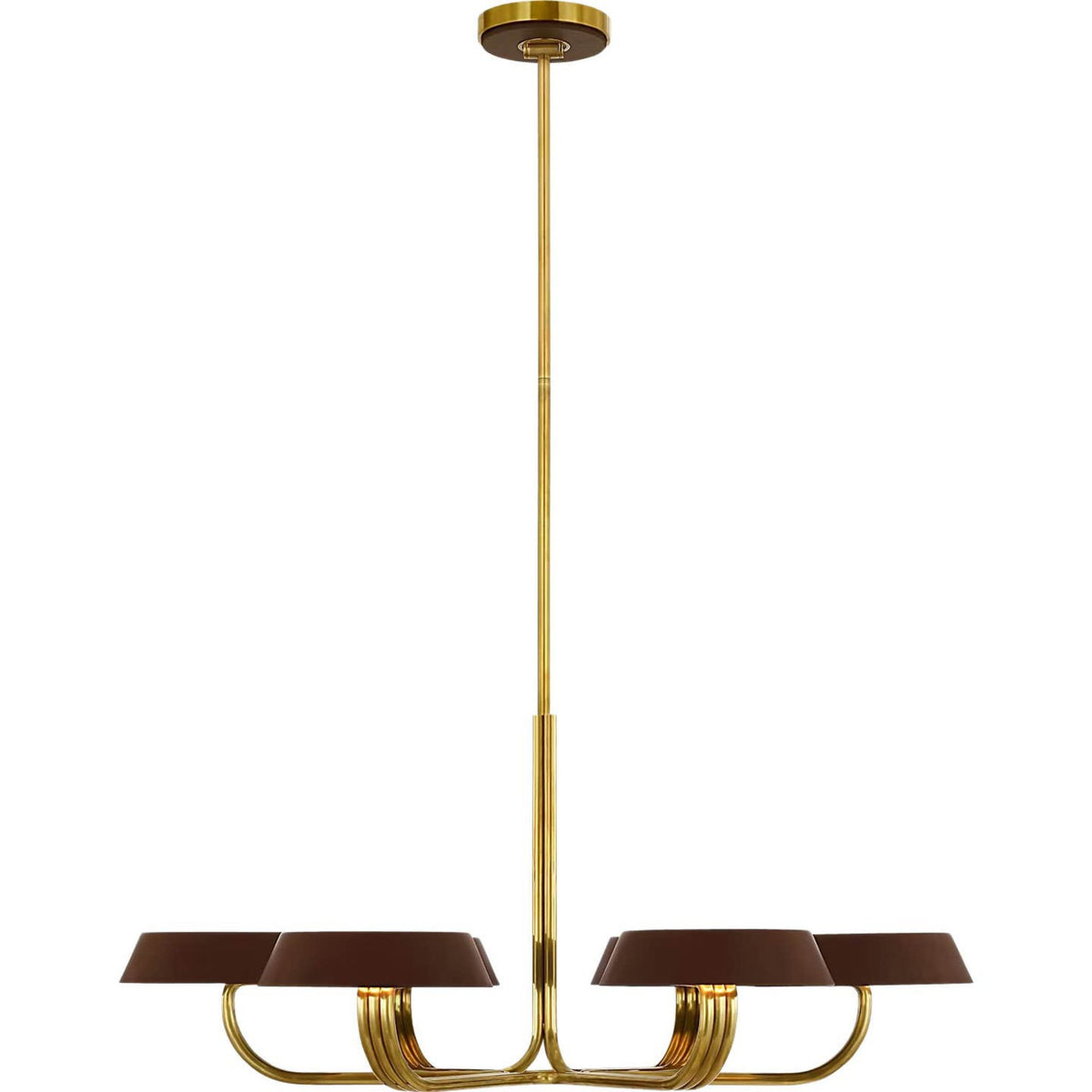 Ralph Lauren Hudson St. 37" Chandelier in Natural Brass and Carob Leather W40.5"