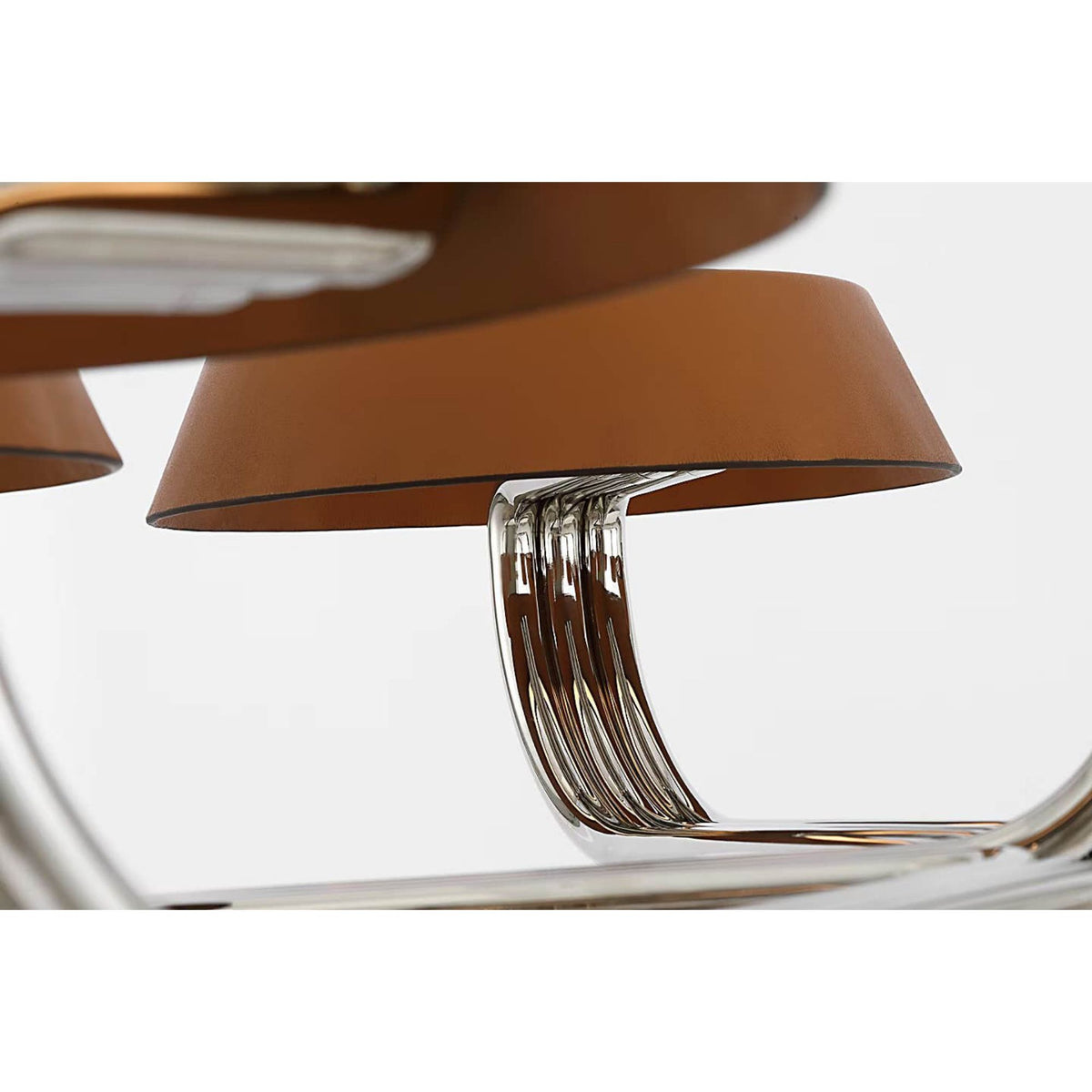 Ralph Lauren Hudson St. 37" Chandelier in Polished Nickel and Nutmeg Leather W40.5"