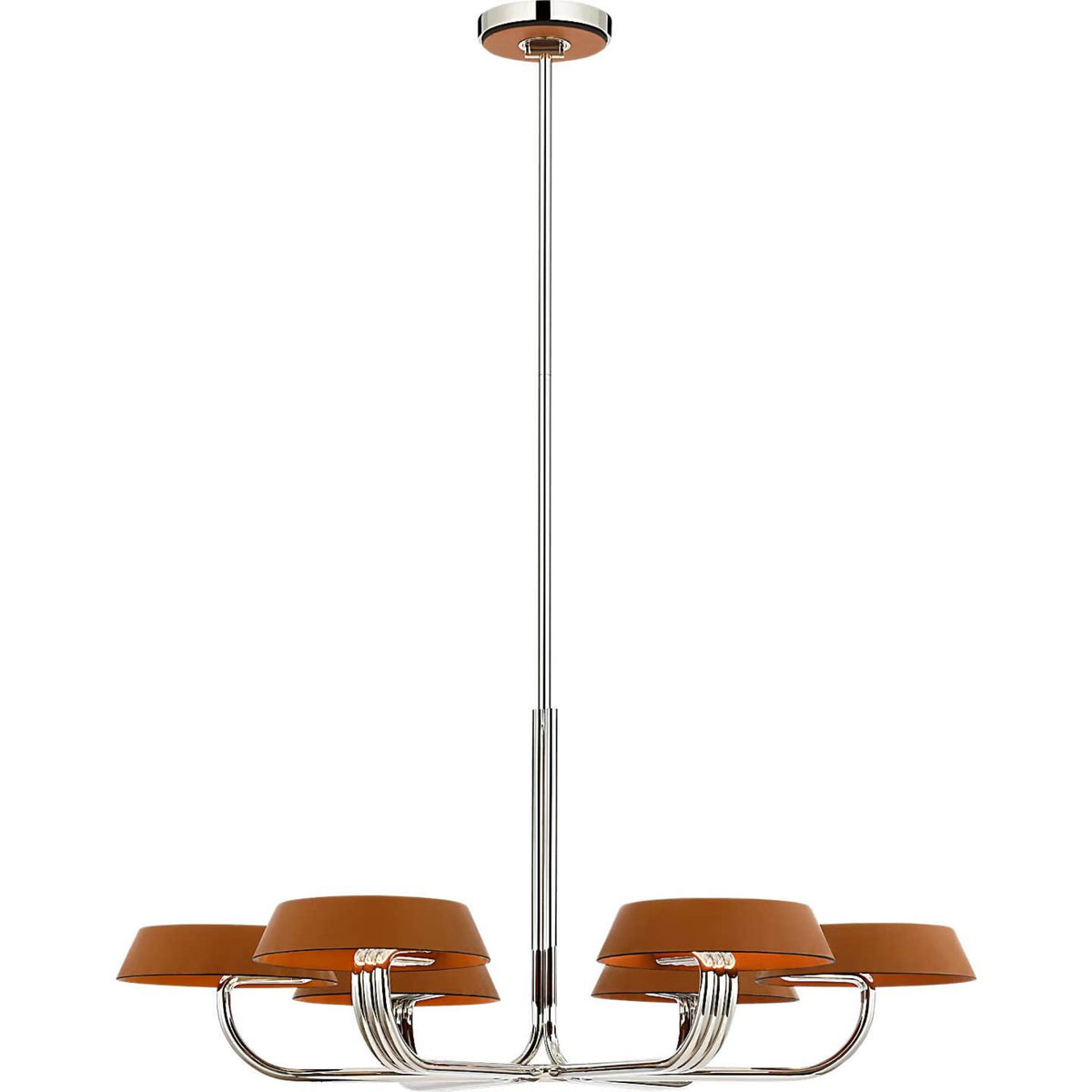 Ralph Lauren Hudson St. 37" Chandelier in Polished Nickel and Nutmeg Leather W40.5"