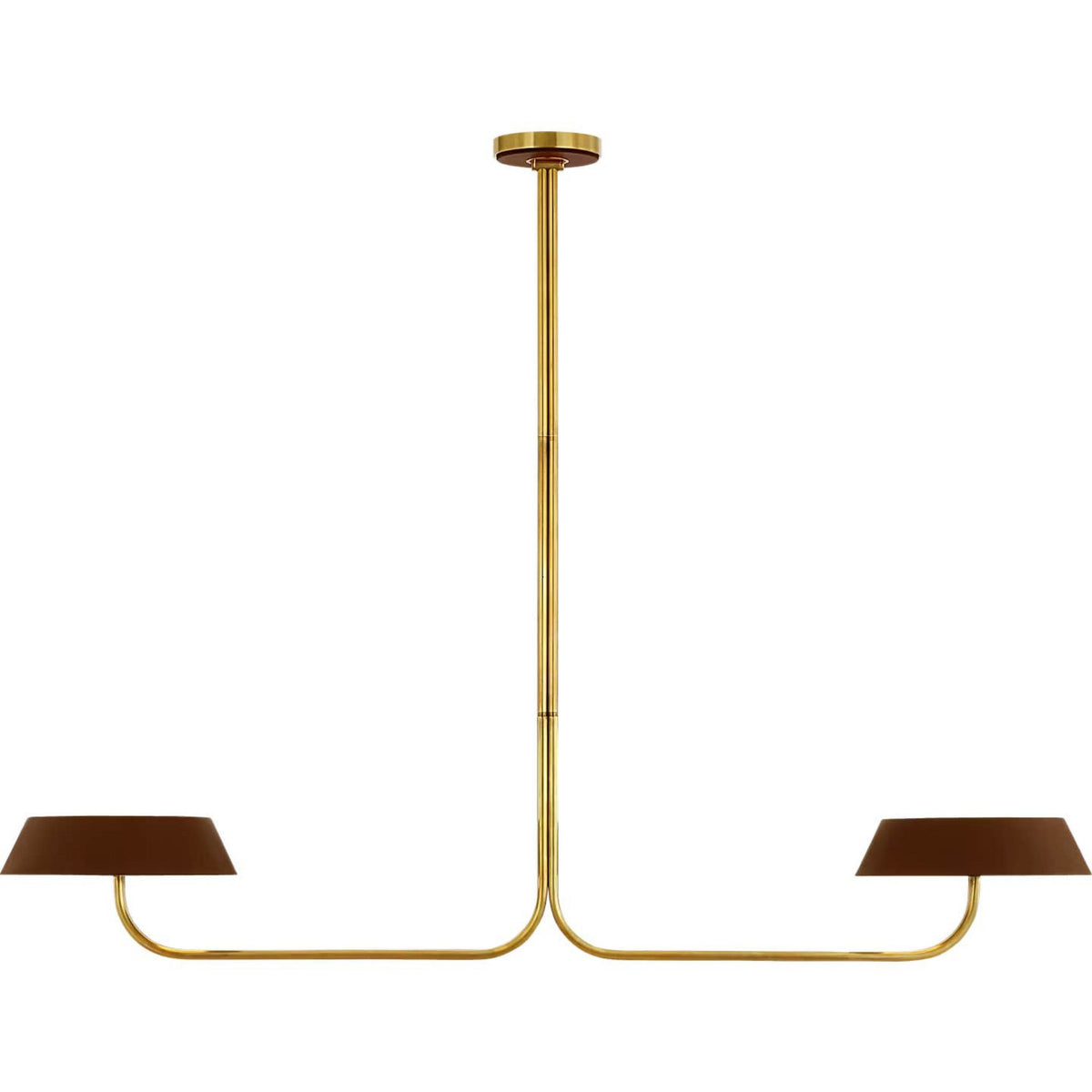 Ralph Lauren Hudson St. 64" Linear Chandelier in Natural Brass and Carob Leather W14" x 64"