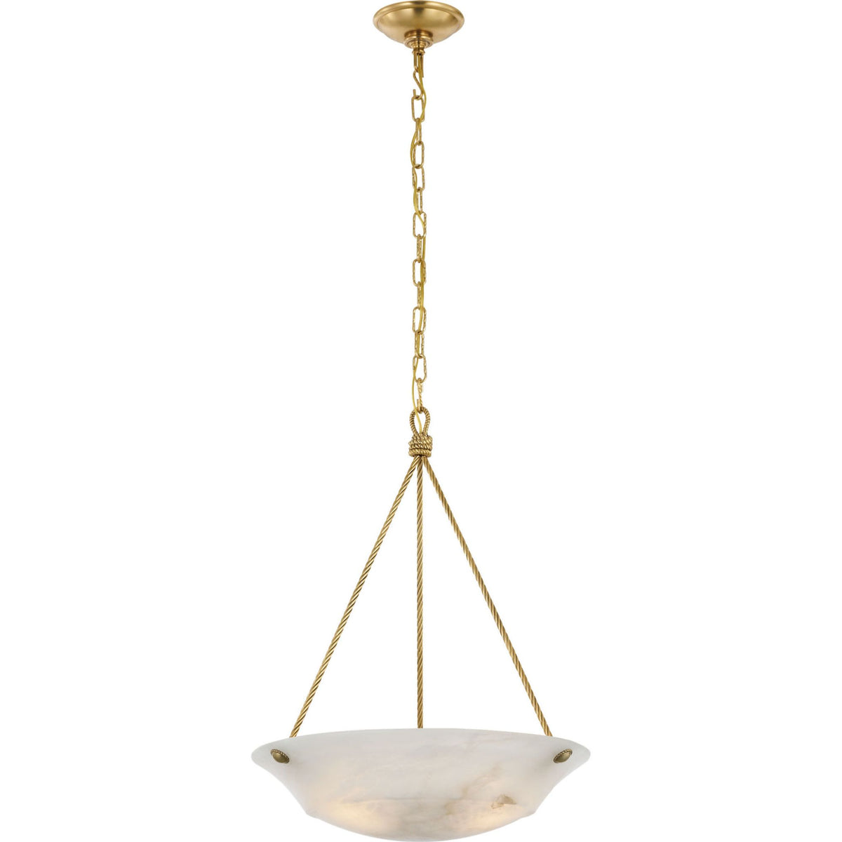 Ralph Lauren Claremont 21" Bowl Chandelier in Natural Brass with Alabaster W20.5" x H27.25"