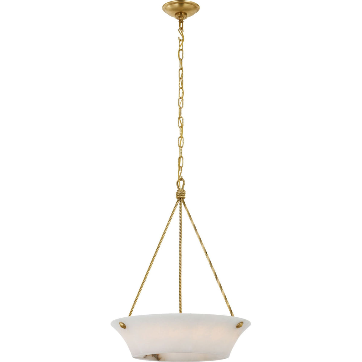 Ralph Lauren Claremont 21" Open Ring Chandelier in Natural Brass with Alabaster W20.5" x H27"