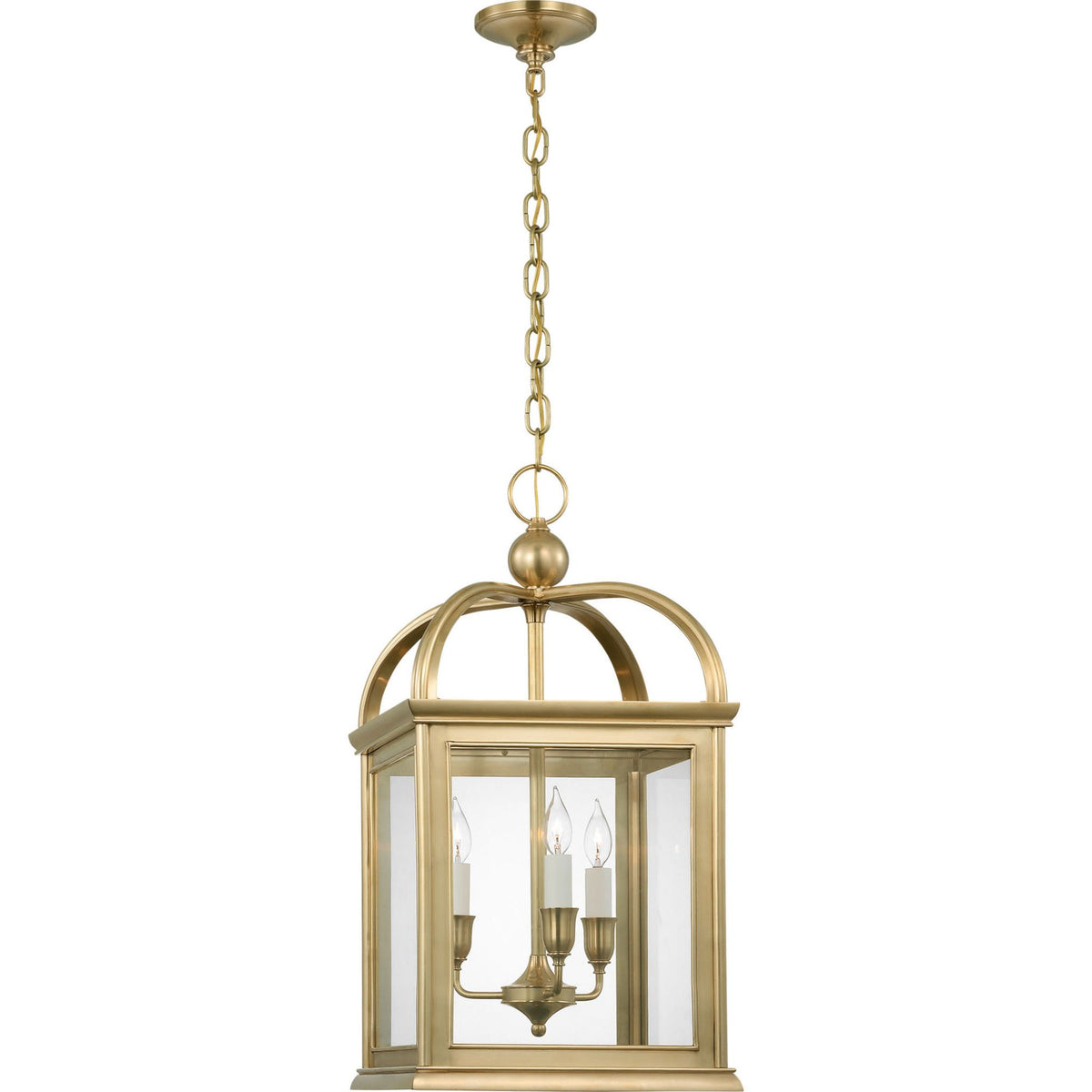 Ralph Lauren Rhoades 16" Lantern in Natural Brass with Clear Glass W15.5" x H30.5"