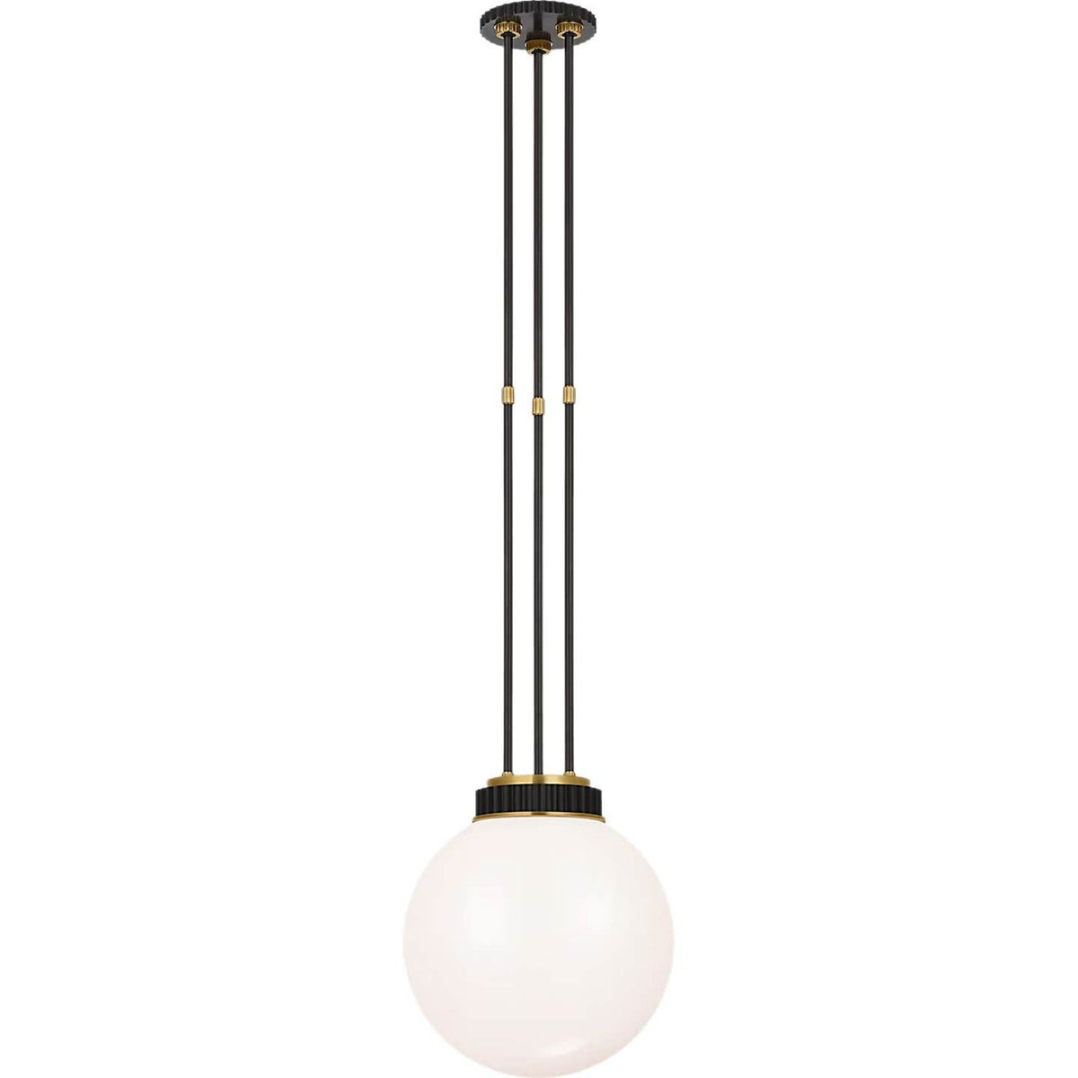 Ralph Lauren Cavill 12" Pendant in Bronze and Natural Brass with White Glass W11.5"
