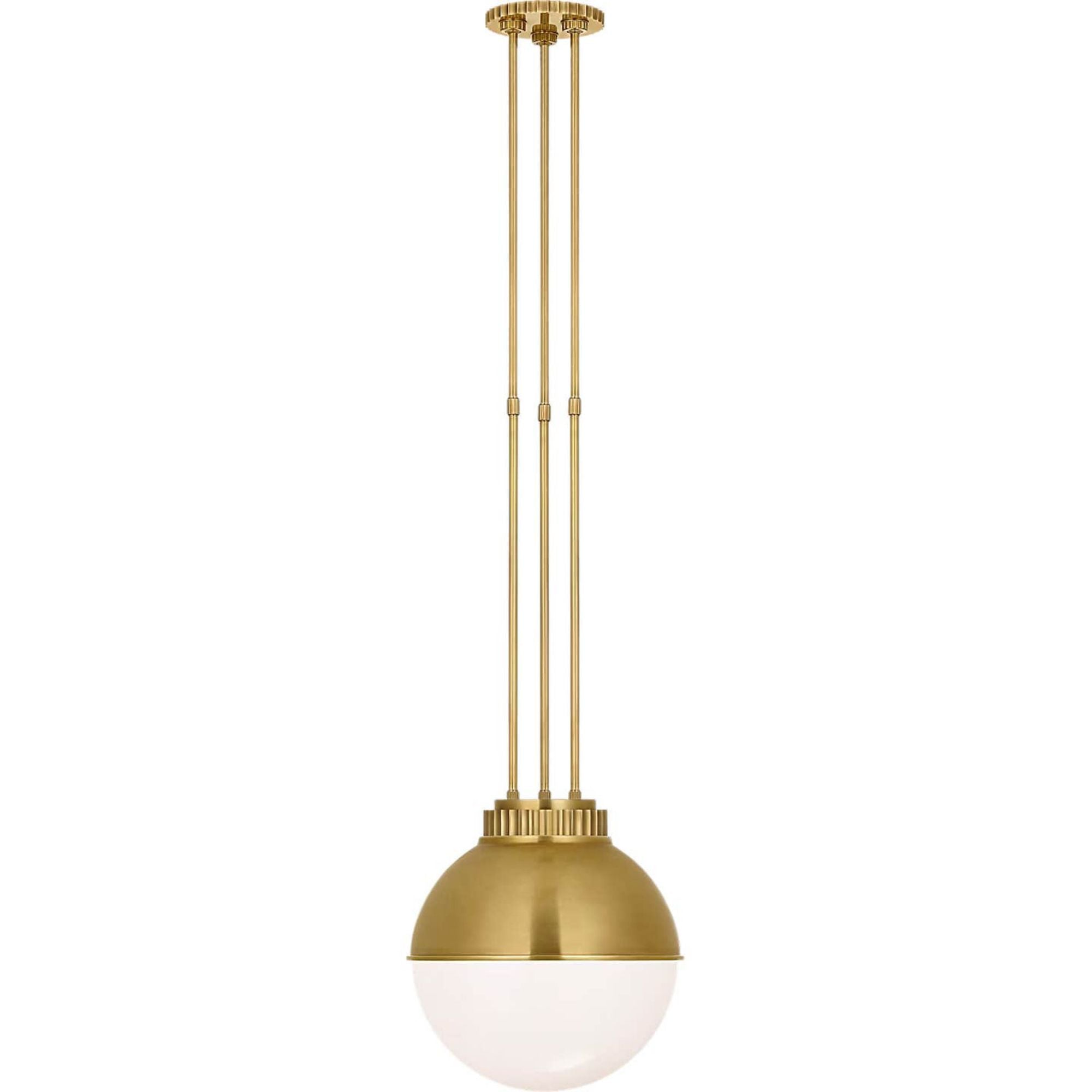 Ralph Lauren Cavill 12" Pendant in Natural Brass with Natural Brass Hood and White Glass W12"