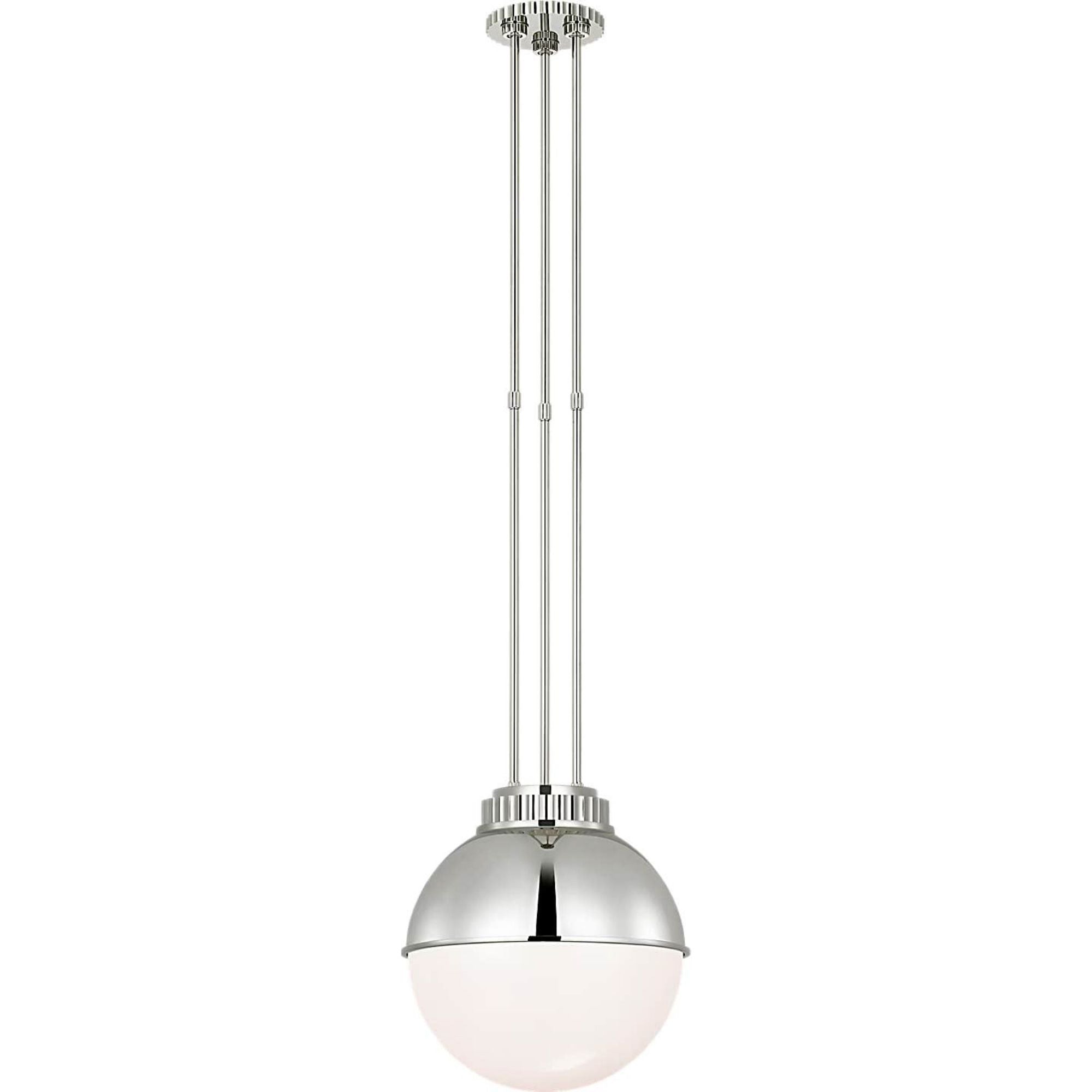 Ralph Lauren Cavill 12" Pendant in Polished Nickel with Polished Nickel Hood and White Glass W12"