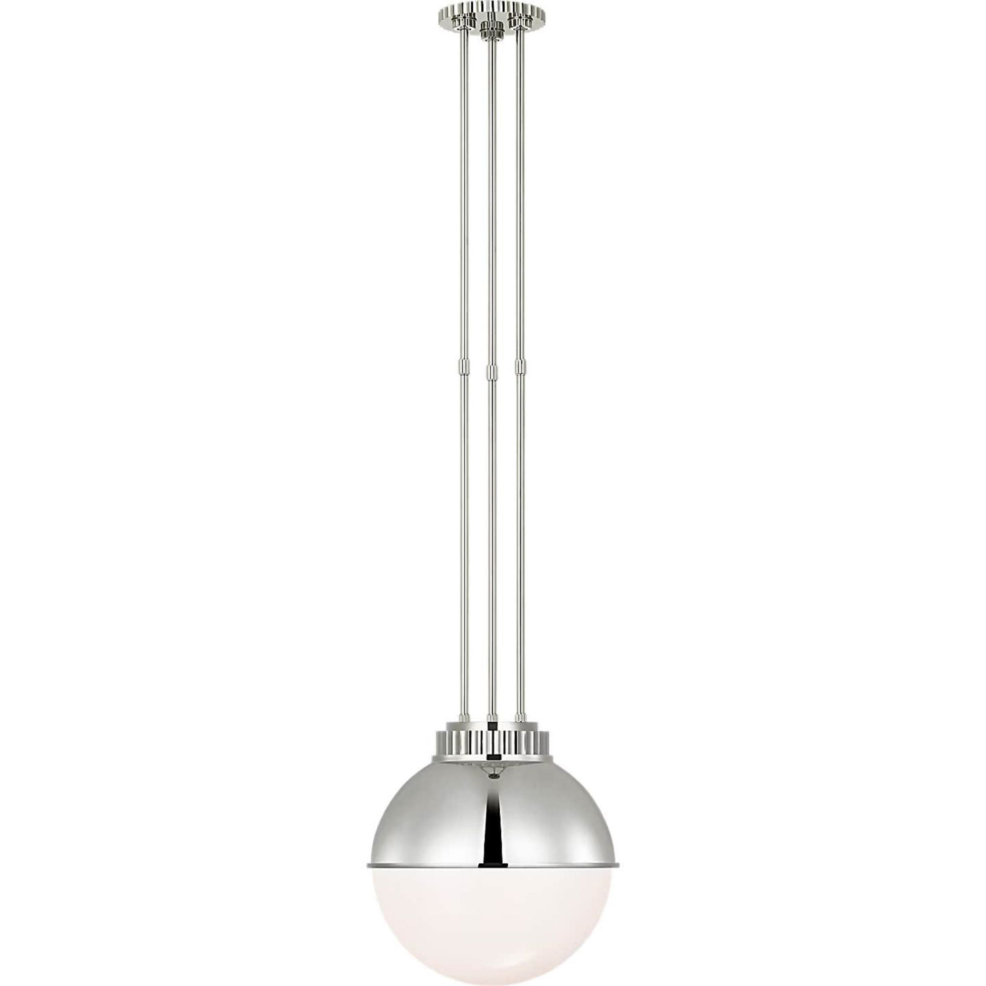 Ralph Lauren Cavill 12" Pendant in Polished Nickel with Polished Nickel Hood and White Glass W12"