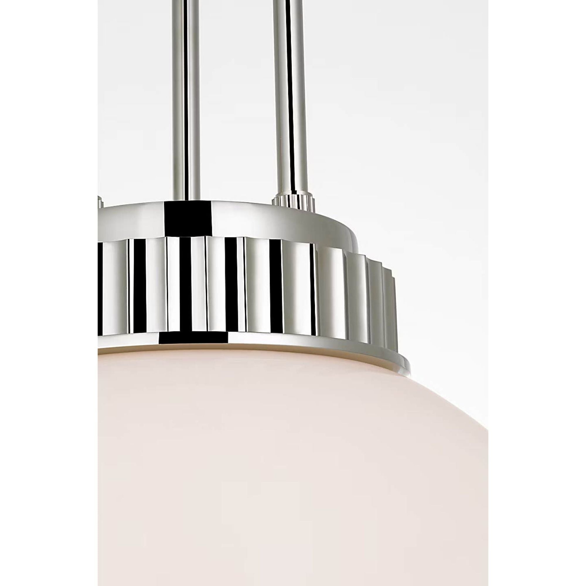 Ralph Lauren Cavill 12" Pendant in Polished Nickel with White Glass W11.5"