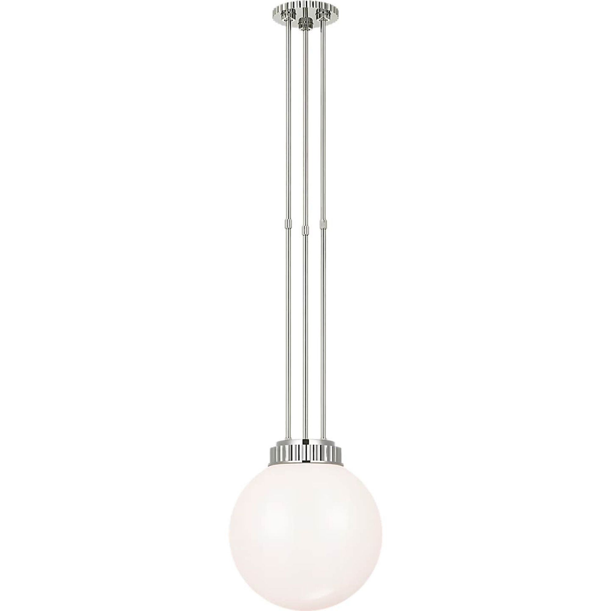 Ralph Lauren Cavill 12" Pendant in Polished Nickel with White Glass W11.5"