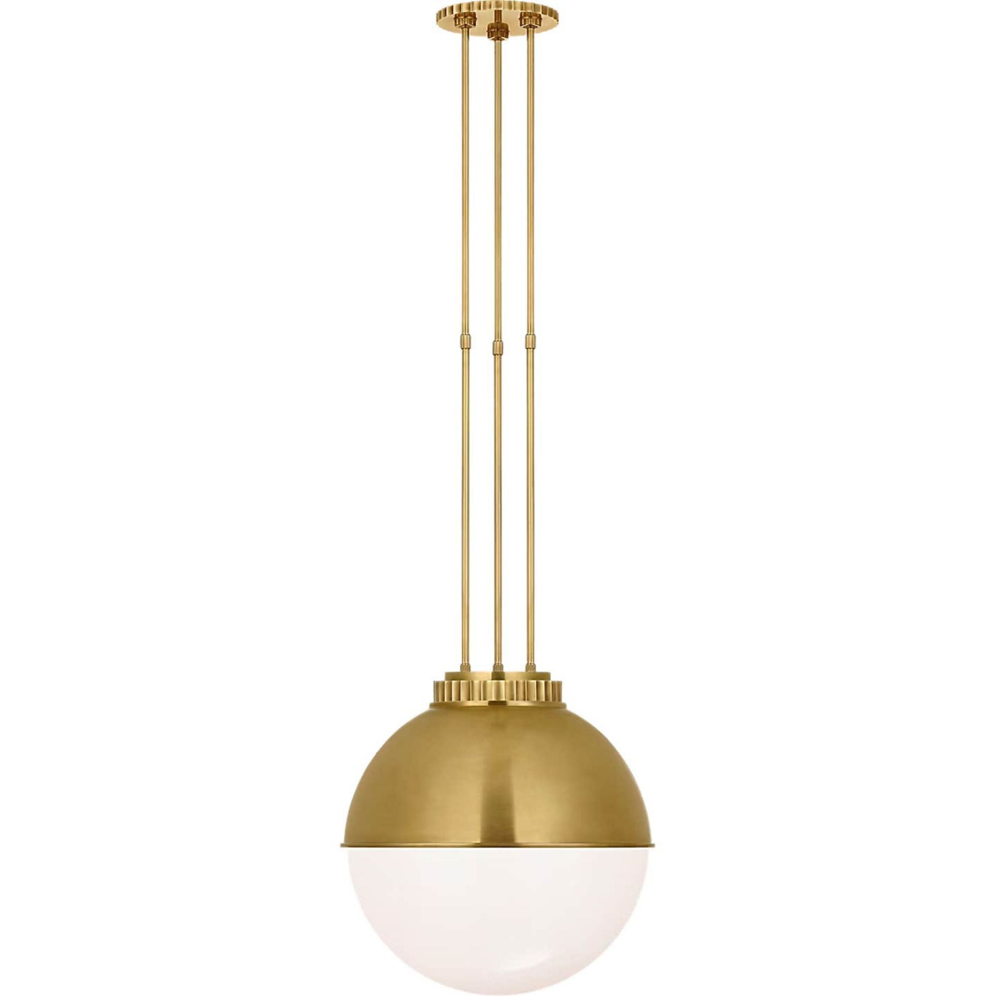 Ralph Lauren Cavill 16" Pendant in Natural Brass with Natural Brass Hood and White Glass W16.25"