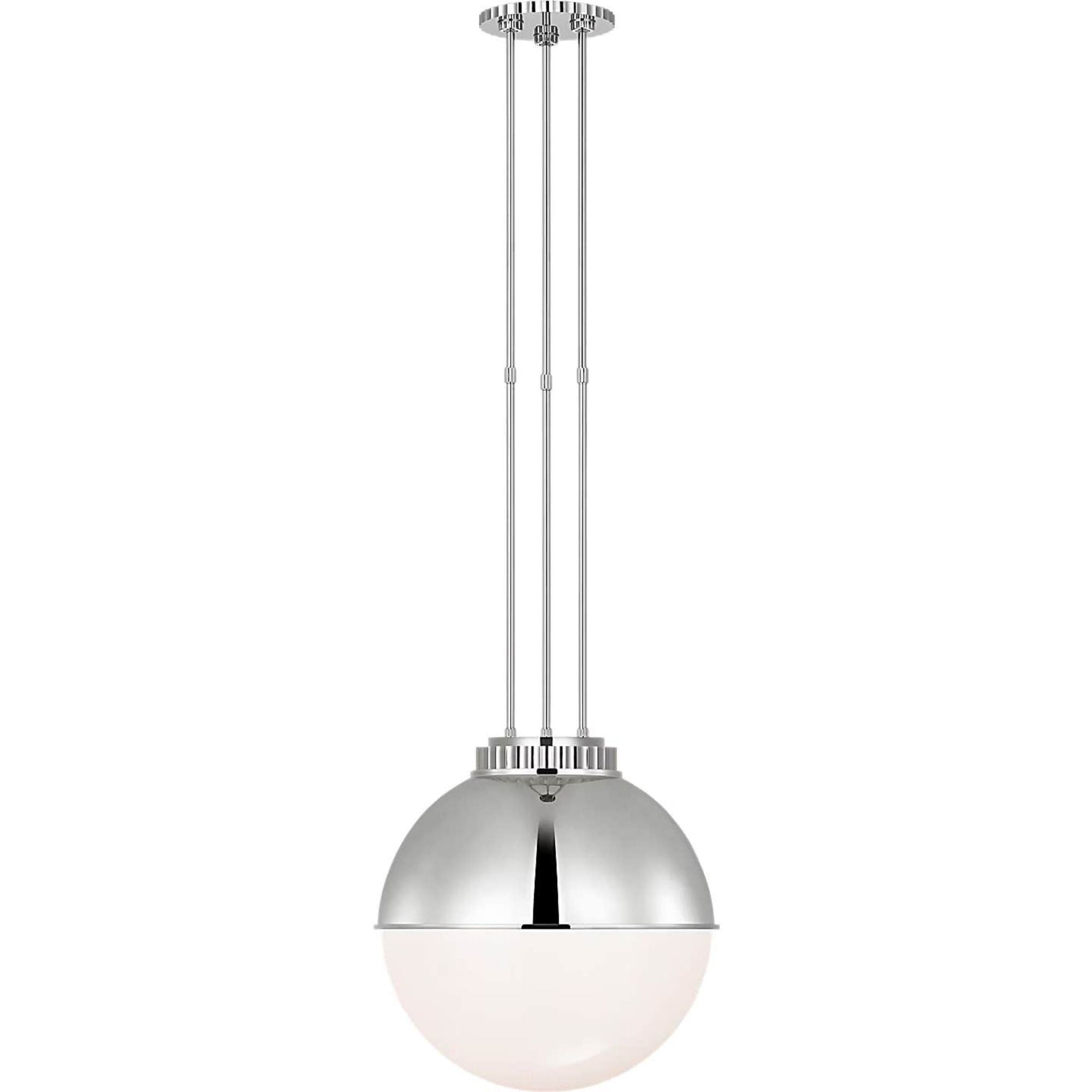 Ralph Lauren Cavill 16" Pendant in Polished Nickel with Polished Nickel Hood and White Glass W16.25"